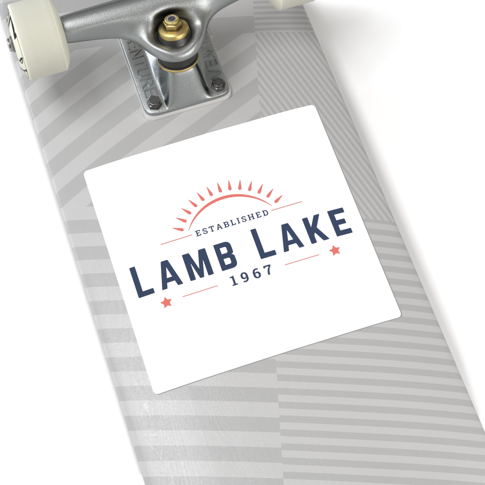 Lamb Lake Established 1967 Square Sticker — Vintage Lakeside Decal