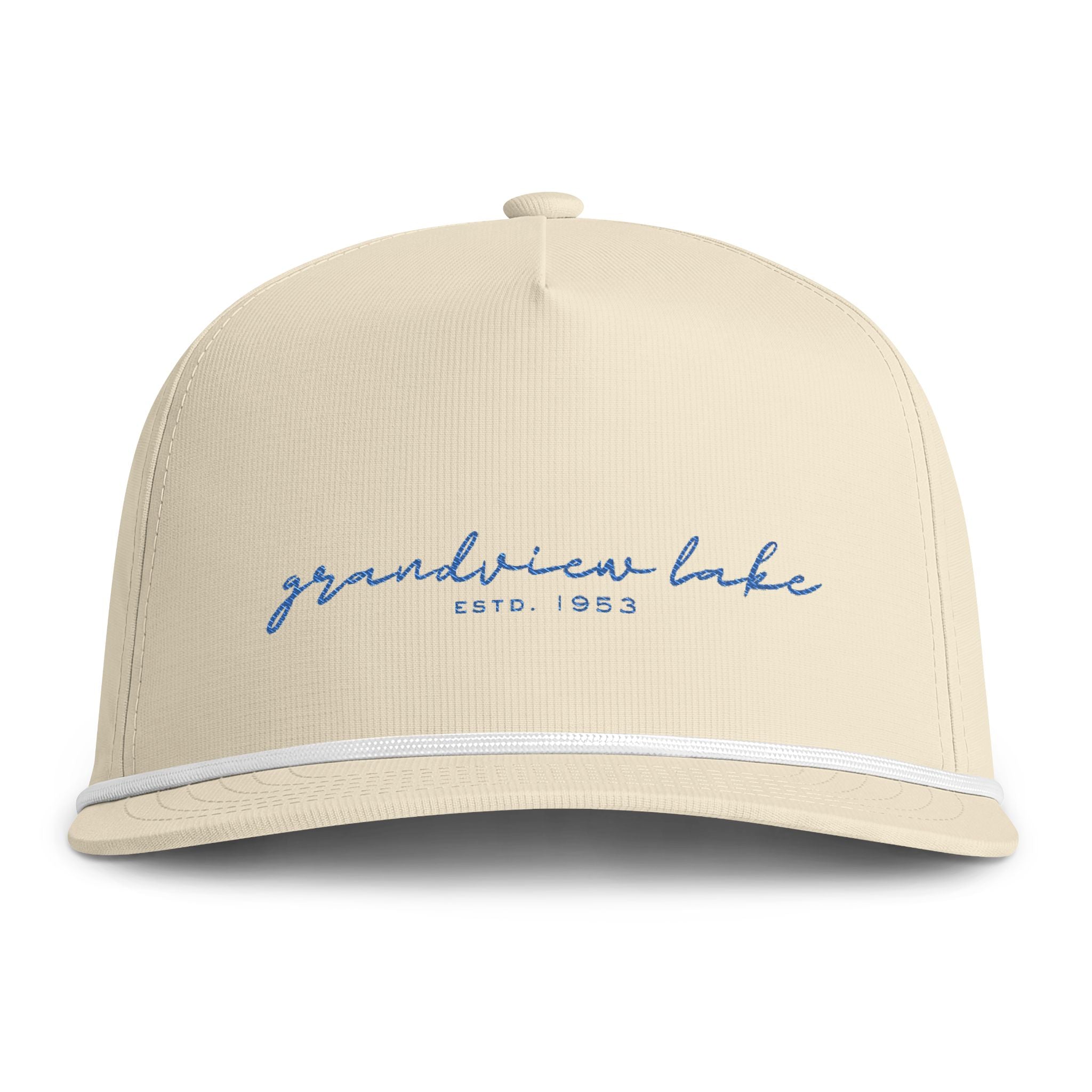 Sunwashed Rope Cap – 'Grandview Lake' Vintage Script Baseball Hat