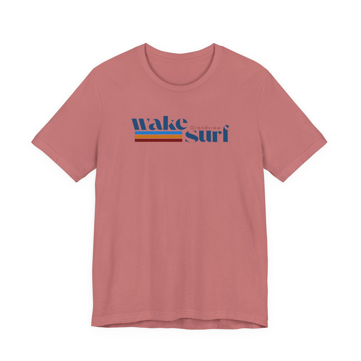 Wake Surf Grandview Stripe Tee — Retro Surfing Graphic T-Shirt