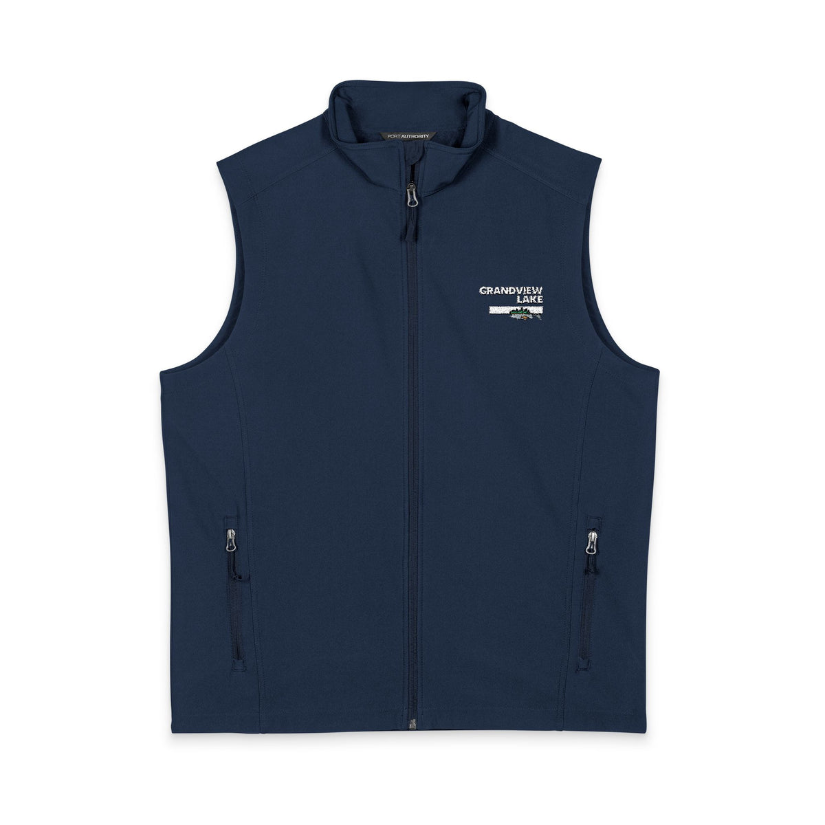 Men's Soft Shell Vest — Grandview Lake Logo Chest