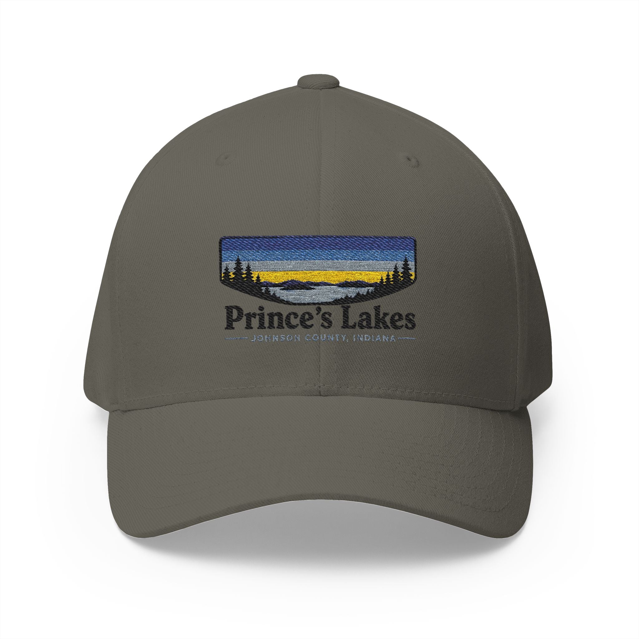 Prince’s Lakes Embroidered Cap — Scenic Lake Sunset Hat