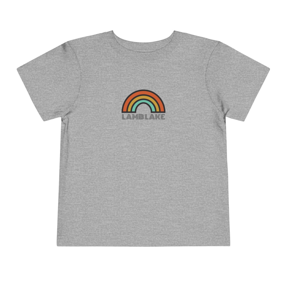 Retro Rainbow Toddler Tee — "Lamb Lake" Graphic Short Sleeve