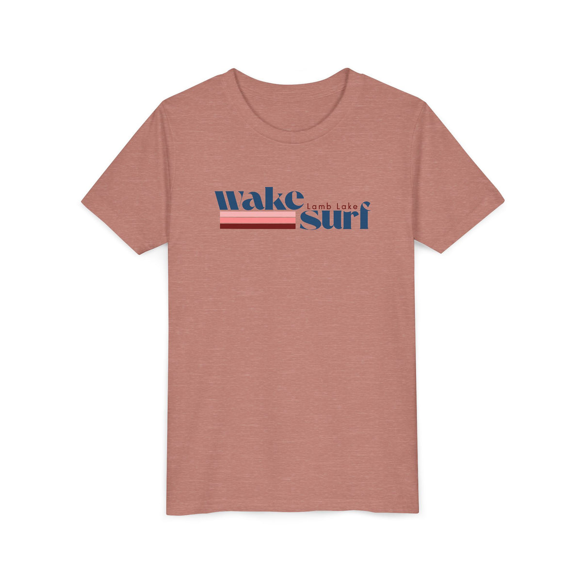 Youth Tee - "Wake Surf Lamb Lake" Retro Striped Kids Surf T‑Shirt