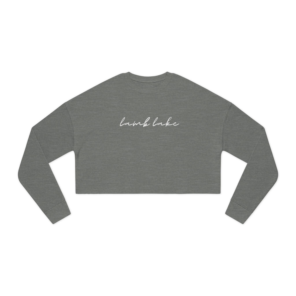Cropped Hem Sweatshirt — 'lamb lake' Script Logo, Cozy Casual Pullover