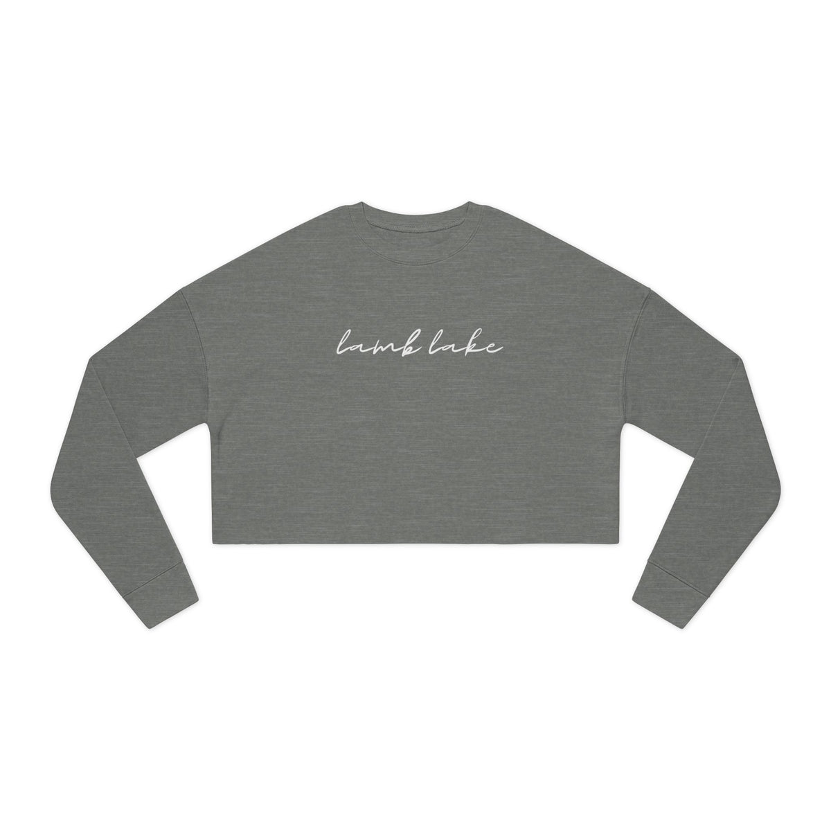 Cropped Hem Sweatshirt — 'lamb lake' Script Logo, Cozy Casual Pullover