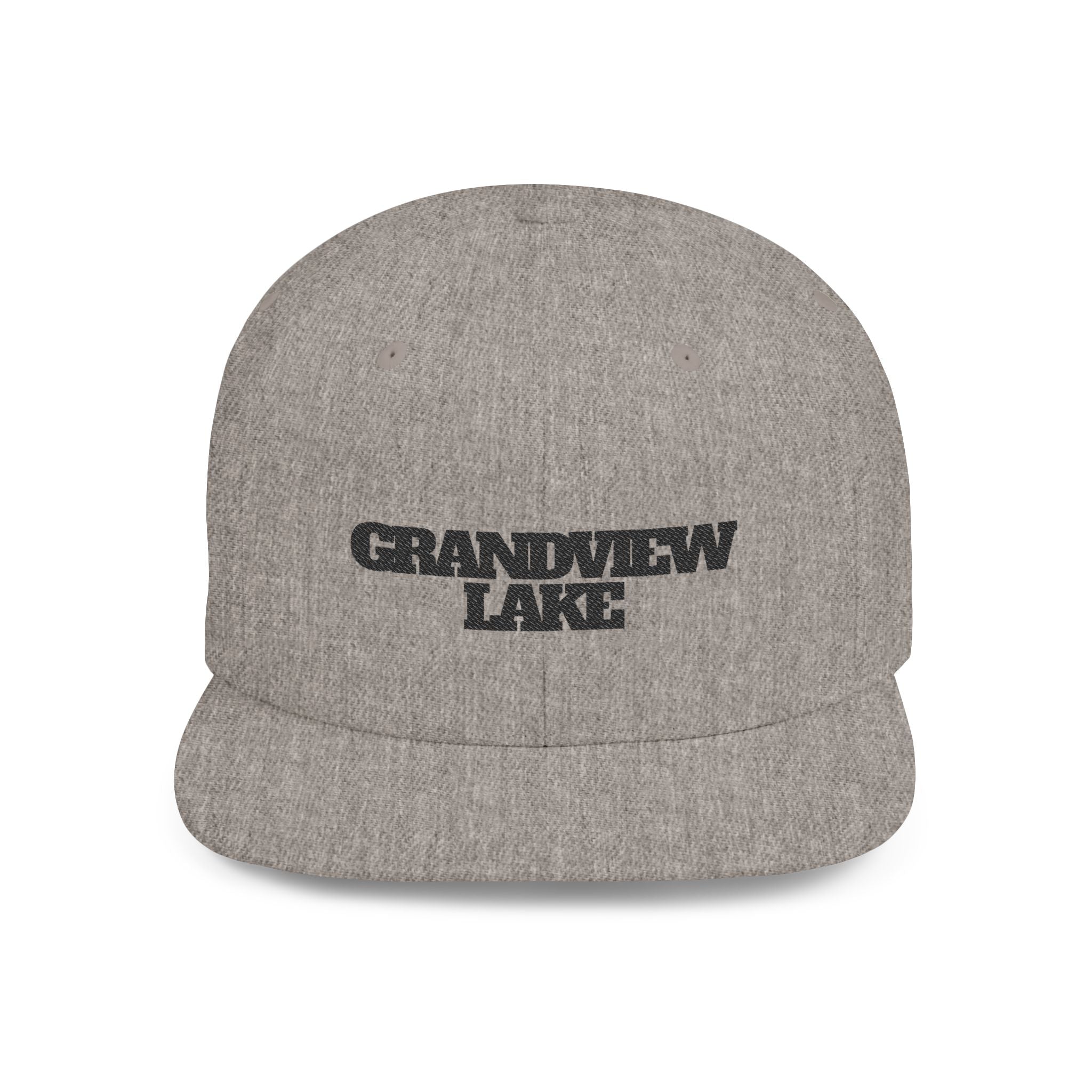 Grandview Lake Flat Bill Snapback Hat — Retro Embroidered Lake Cap