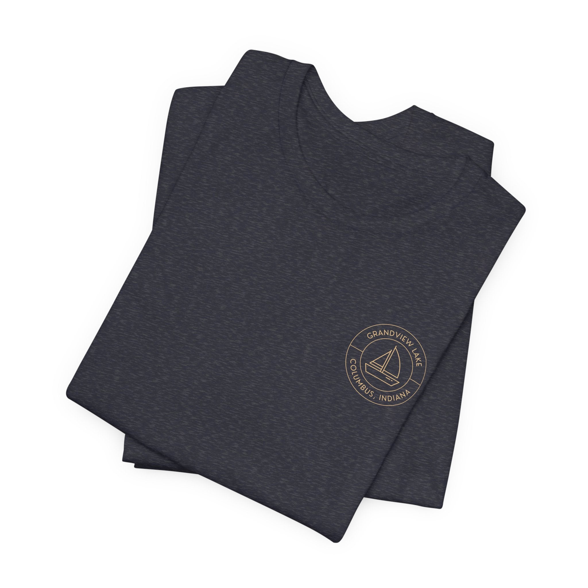 Sailboat Pocket & Back Print Grandview Lake Minimalist Tee —  Short Sleeve Shirt