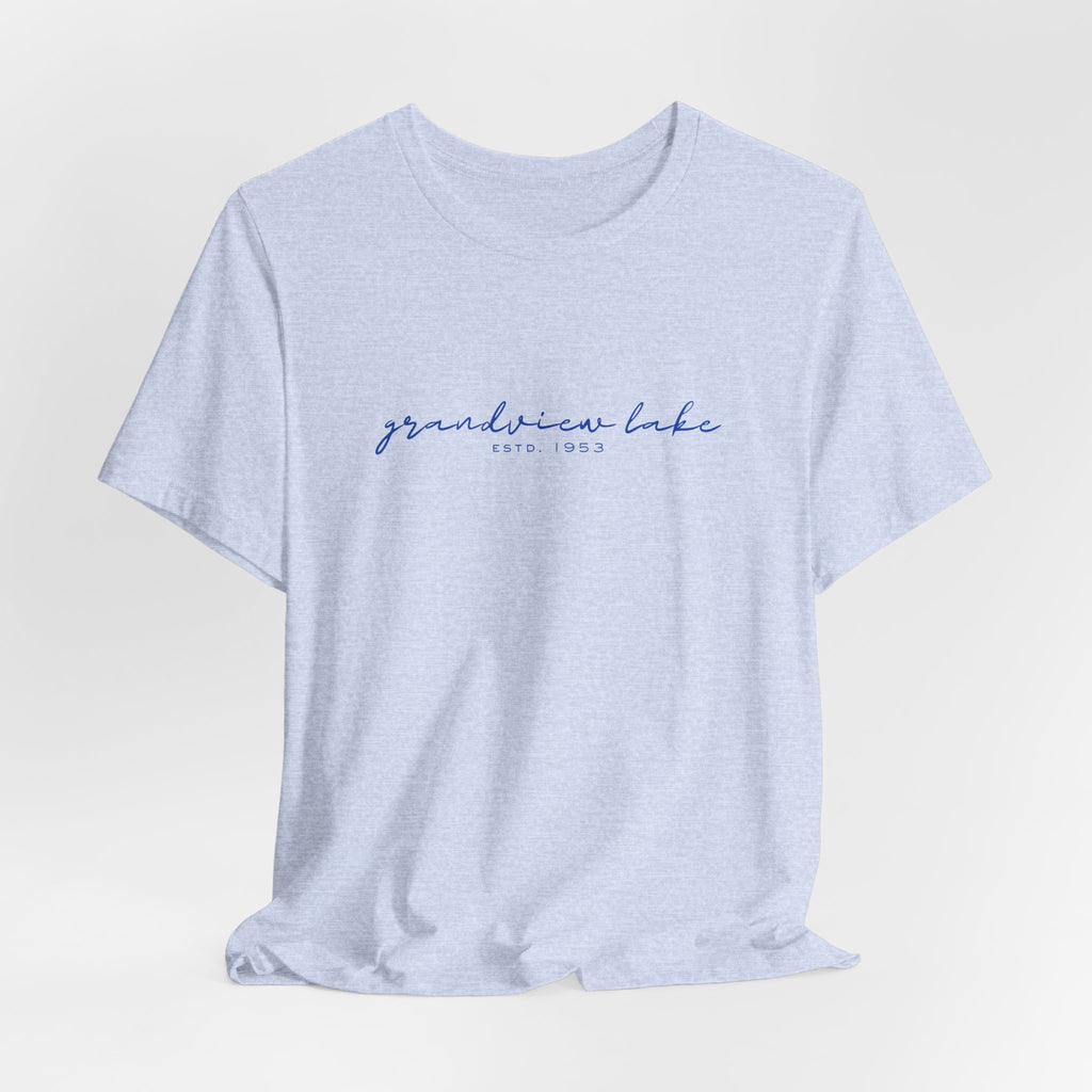 Script "grandview lake" Unisex Jersey Short Sleeve Tee