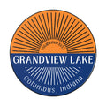 Grandview Lake Split Sun Round Vinyl Sticker — Columbus, Indiana (Established 1953)