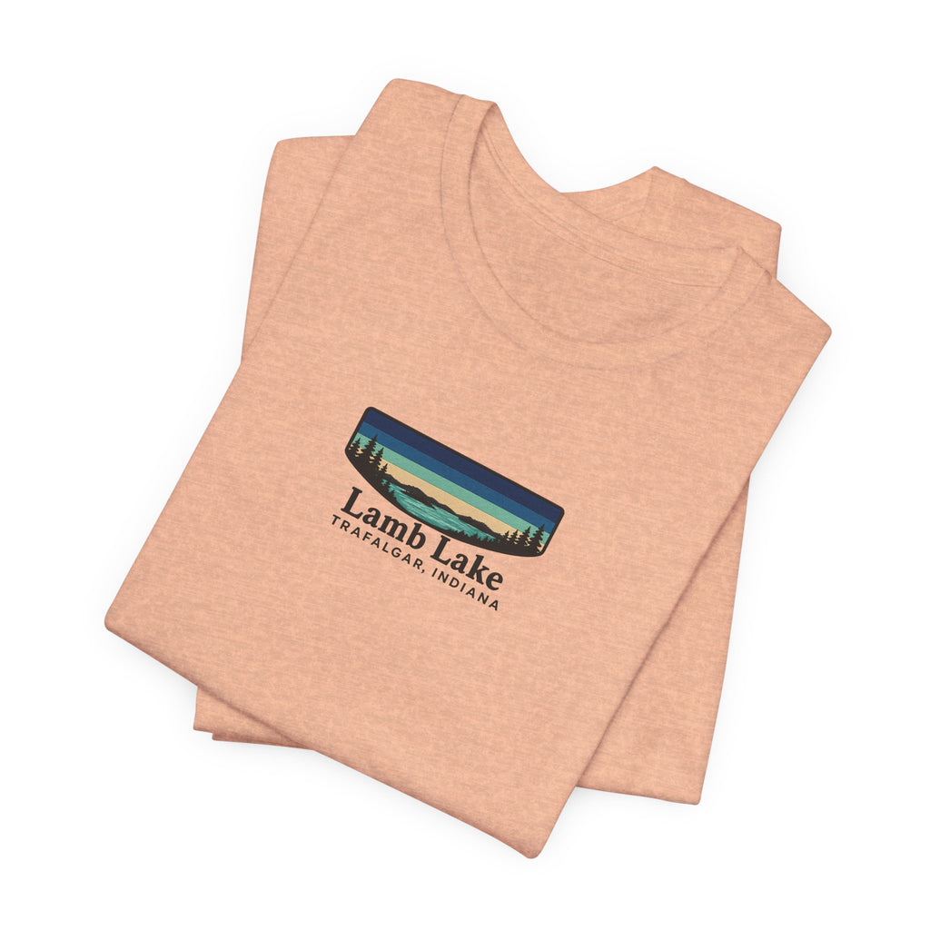 Lamb Lake Landscape Tee — Retro Mountain Lake Graphic T-Shirt