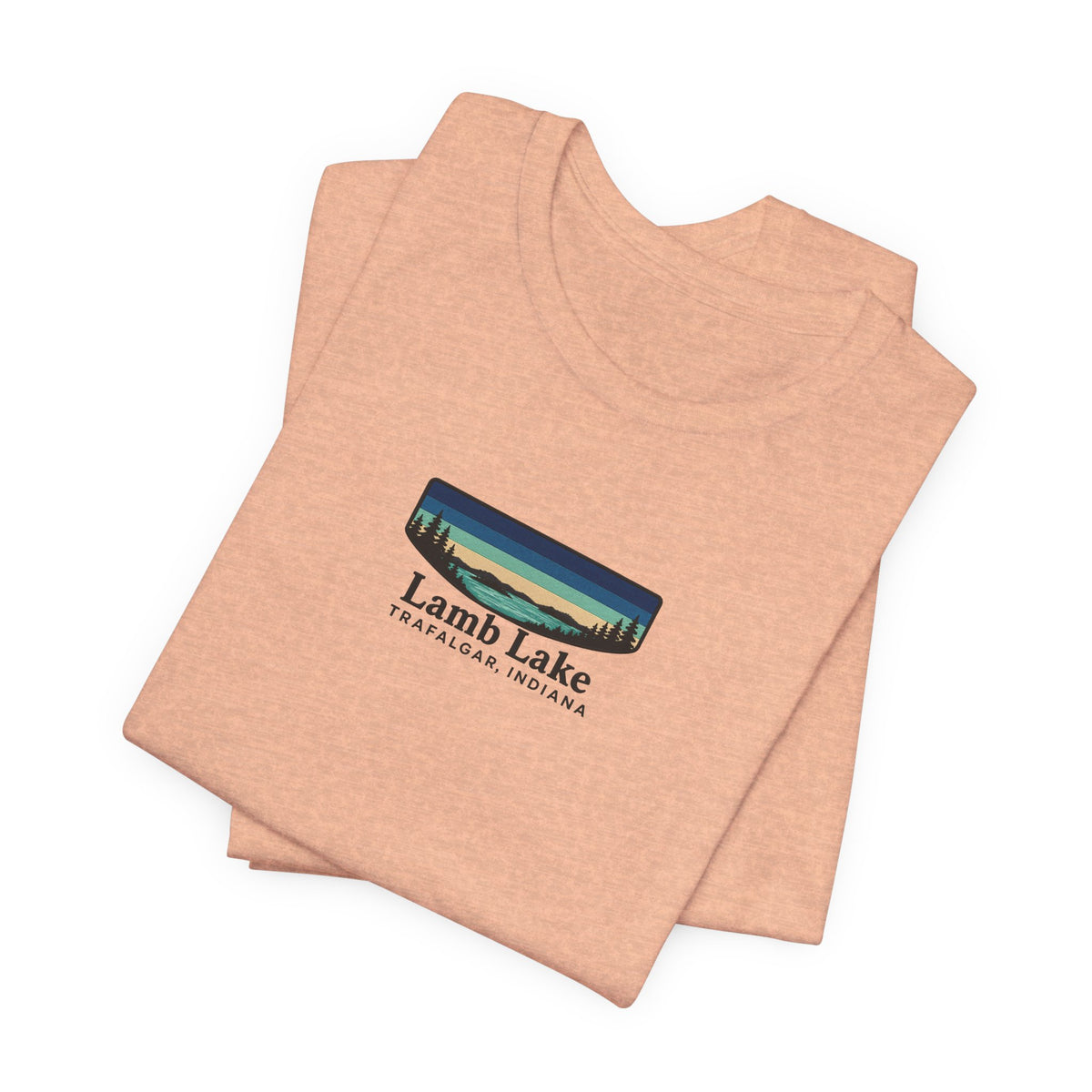 Lamb Lake Landscape Tee — Retro Mountain Lake Graphic T-Shirt