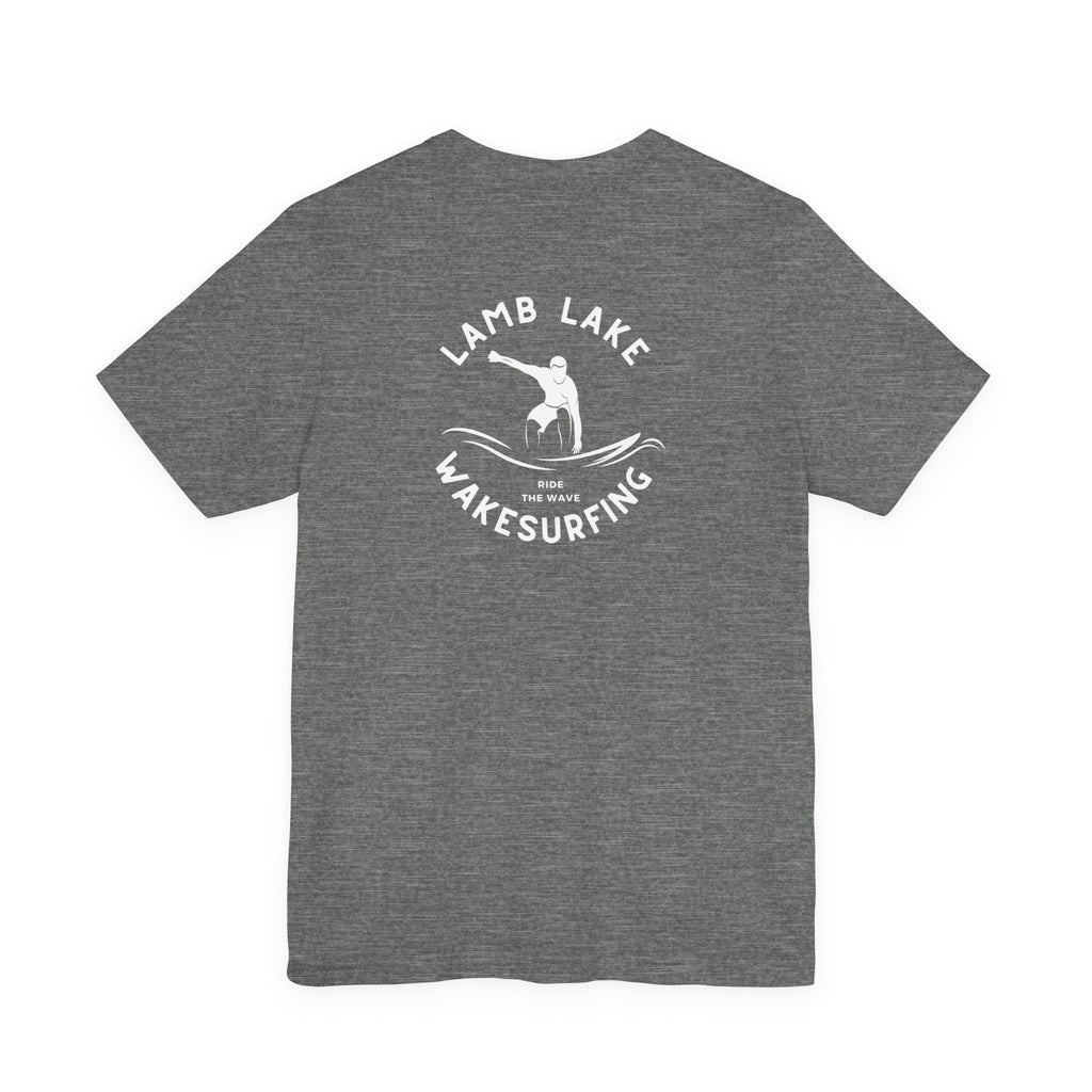 Wakesurf Pocket & Back Print Lamb Lake Minimalist Tee —  Short Sleeve Shirt