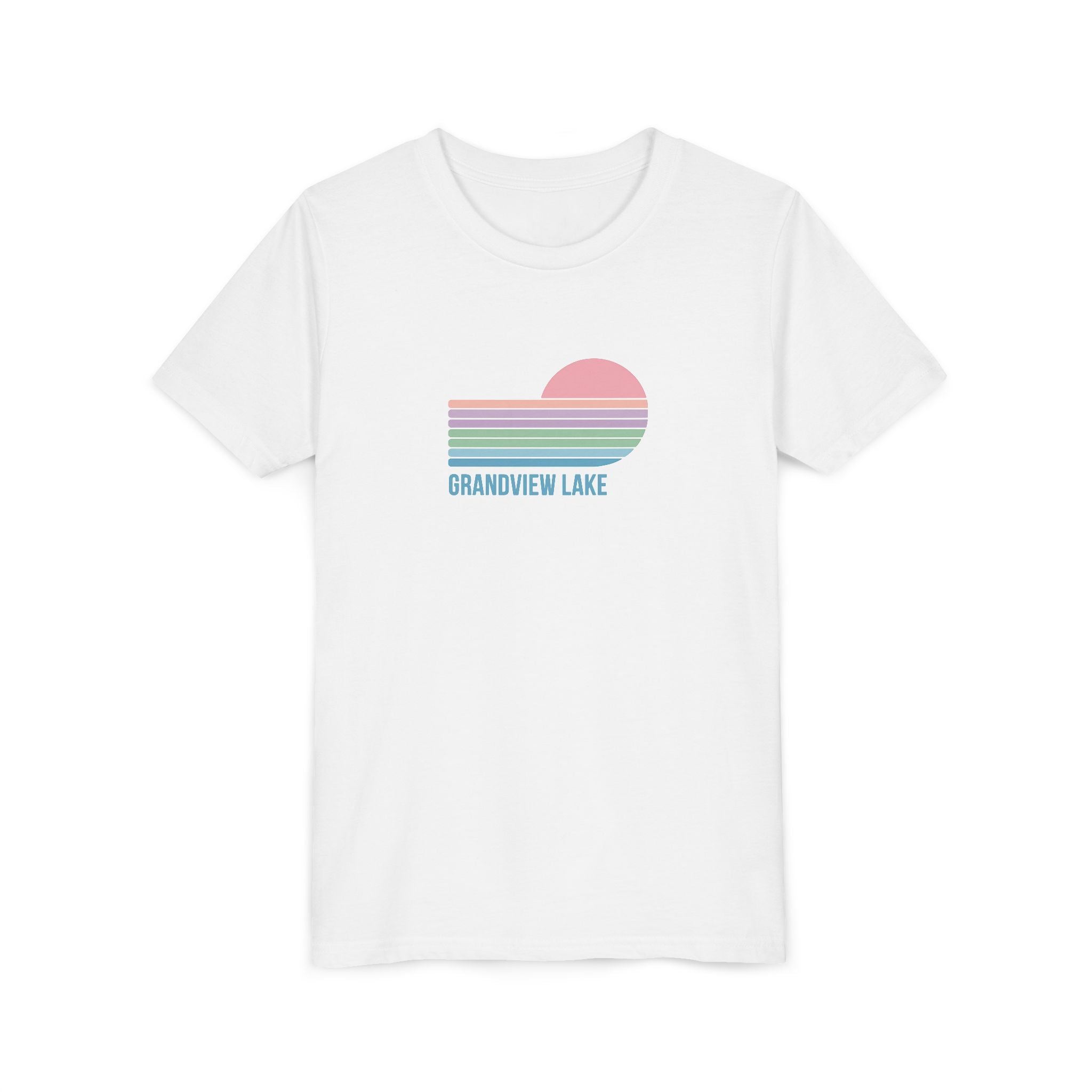 Youth Tee — 'Grandview Lake' Pastel Retro Sunset Kids T-Shirt