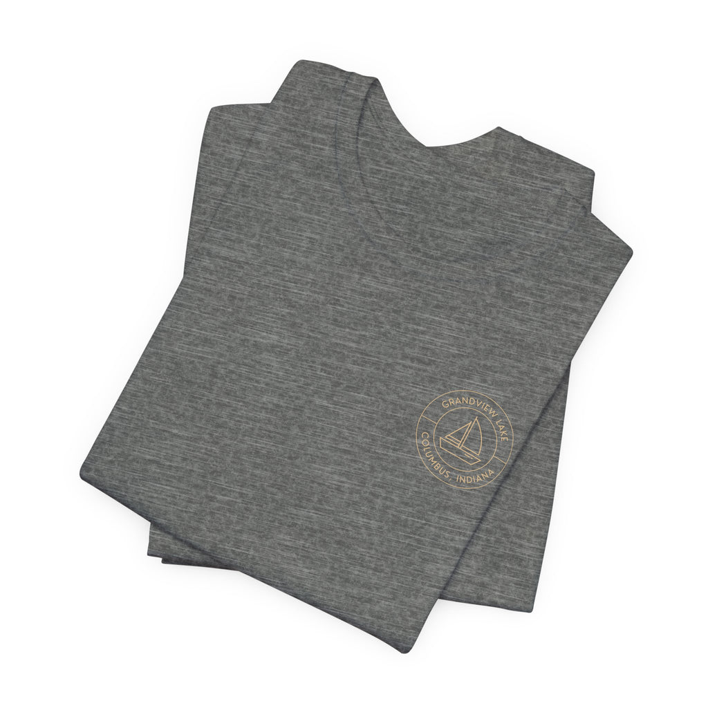Sailboat Pocket & Back Print Grandview Lake Minimalist Tee —  Short Sleeve Shirt