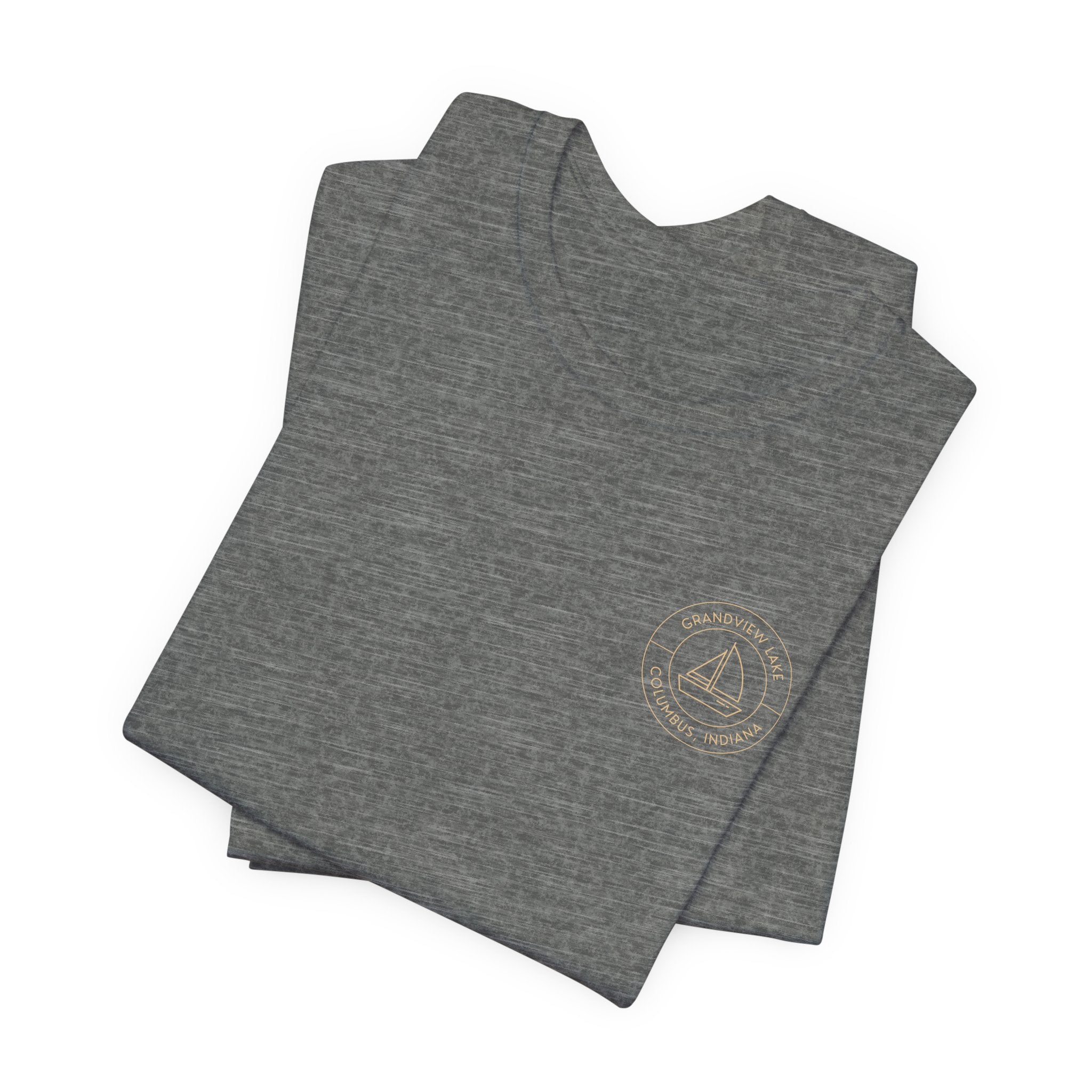 Sailboat Pocket & Back Print Grandview Lake Minimalist Tee —  Short Sleeve Shirt