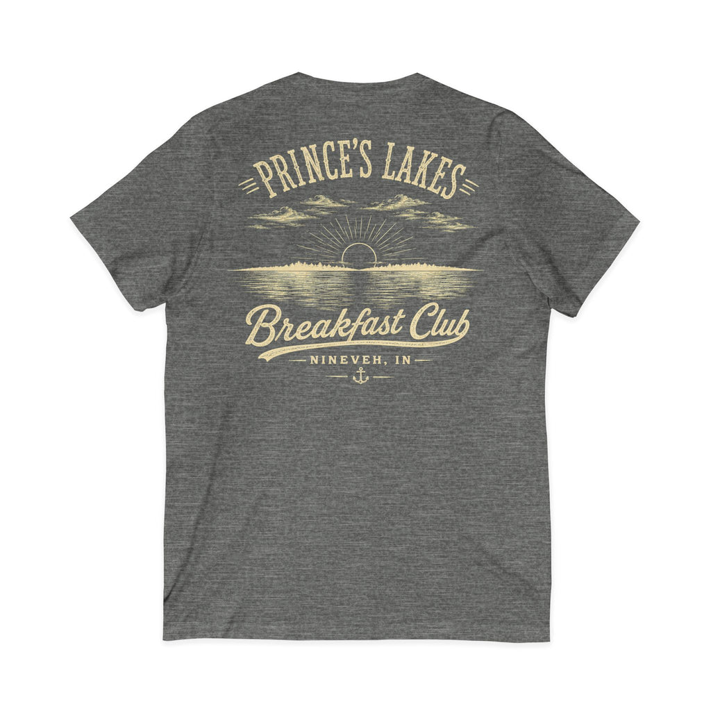 Good Food Good Company Good Morning V-Neck Tee — Retro Lake Breakfast Club Graphic Shirt