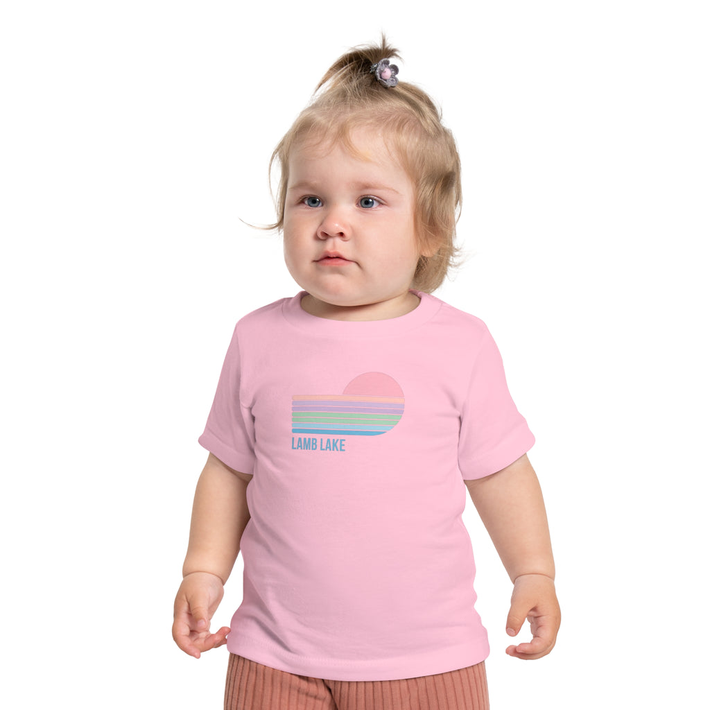 Baby T-Shirt — Pastel Retro Heart Sunset "Lamb Lake"