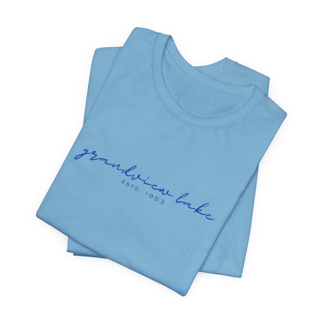Script "grandview lake" Unisex Jersey Short Sleeve Tee