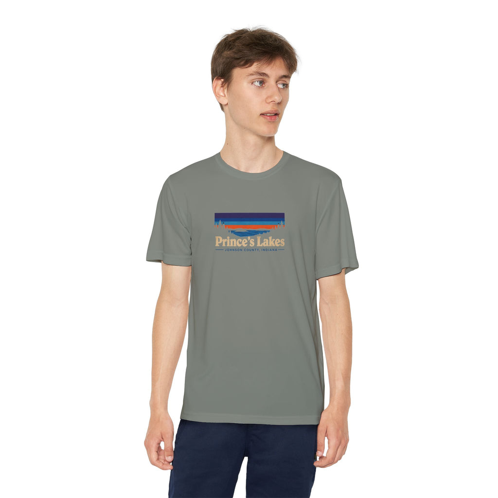 Prince's Lakes Youth Performance Tee — Retro Sunset Camp Shirt