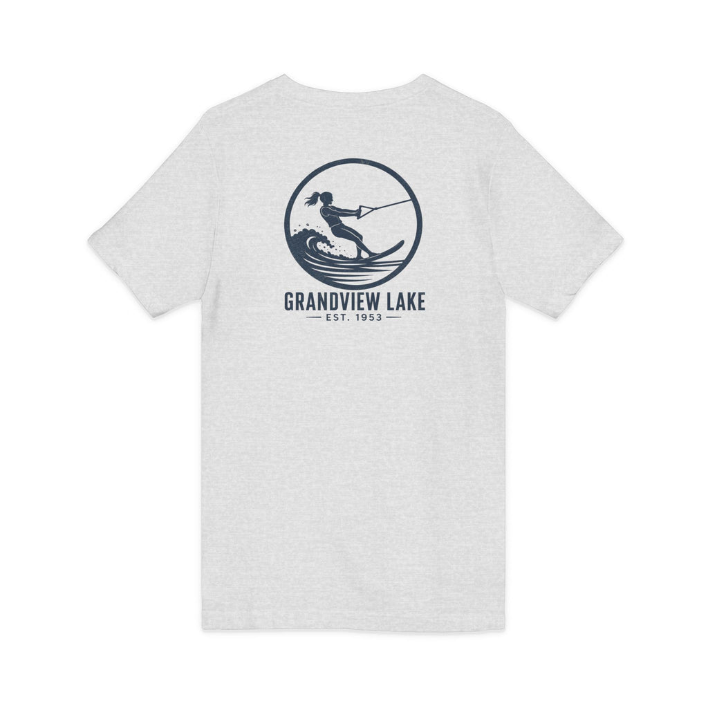 Lake Waterski V-Neck Tee — Grandview Lake Est. 1953