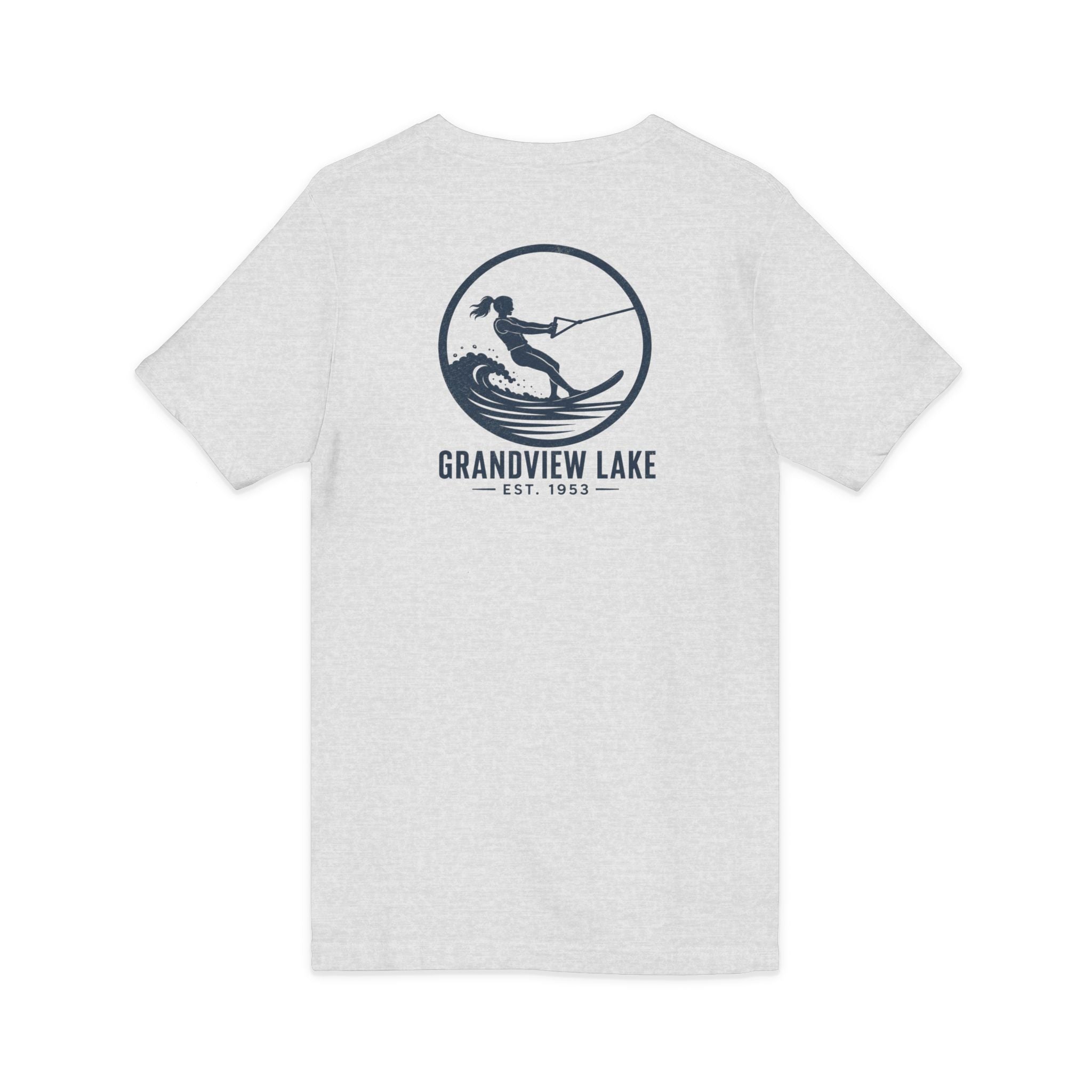 Lake Waterski V-Neck Tee — Grandview Lake Est. 1953