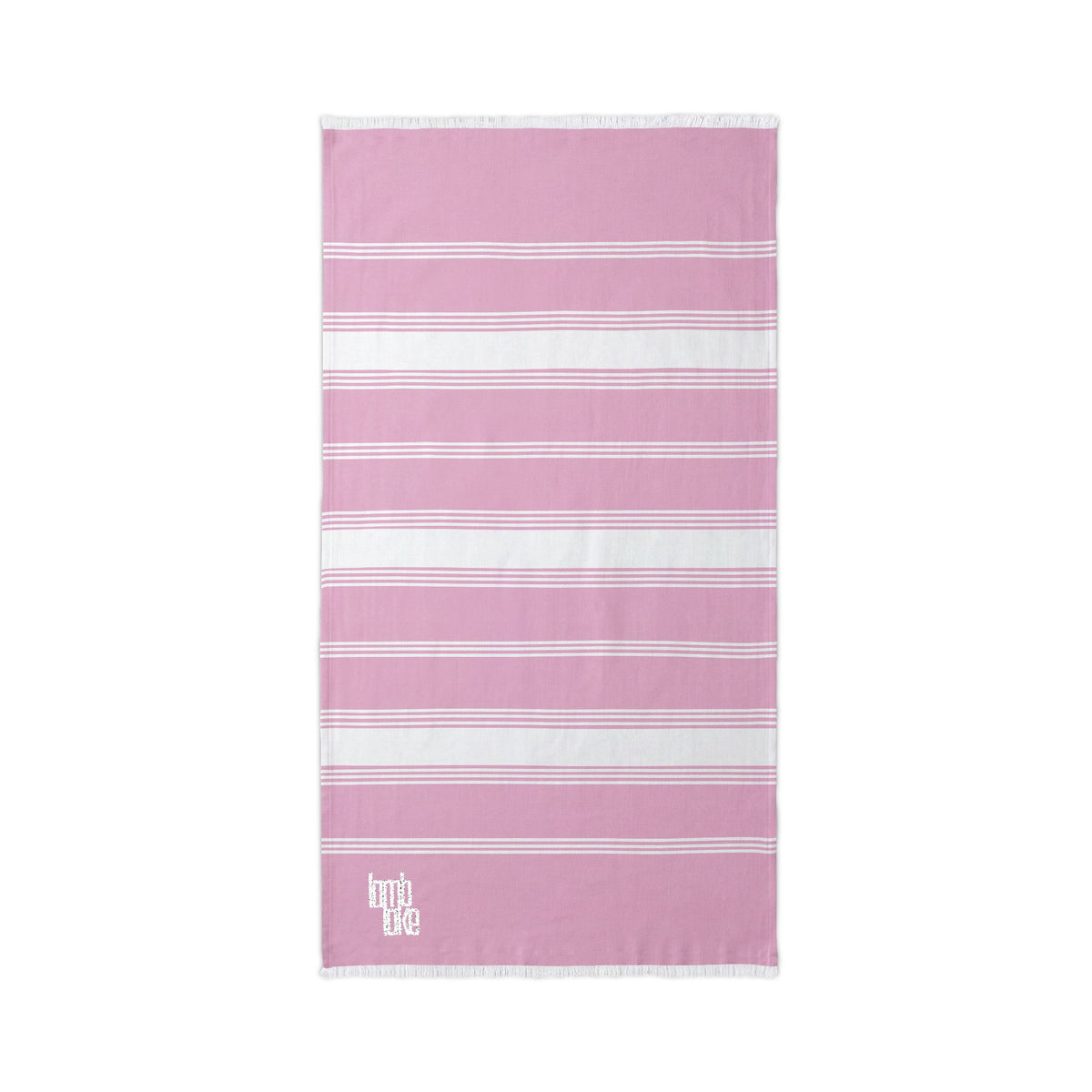 Lamb Lake Striped Embroidered Beach Throw Towel — Lightweight Turkish Fringe Beach Towel