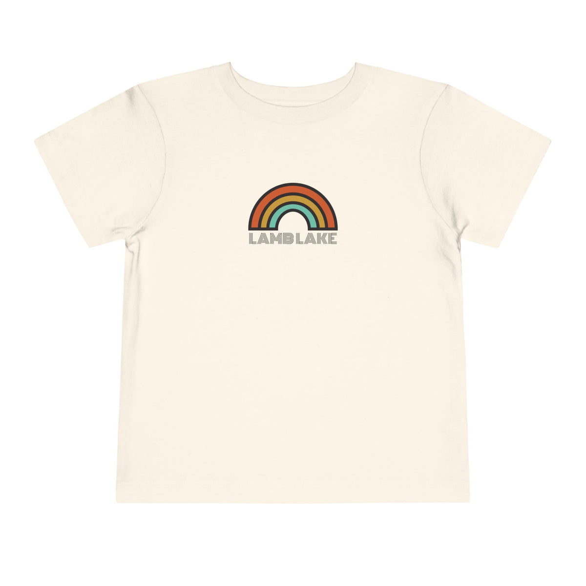 Retro Rainbow Toddler Tee — "Lamb Lake" Graphic Short Sleeve