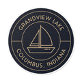 Grandview Lake Sailboat Round Vinyl Sticker — Columbus, Indiana Outdoor Decal