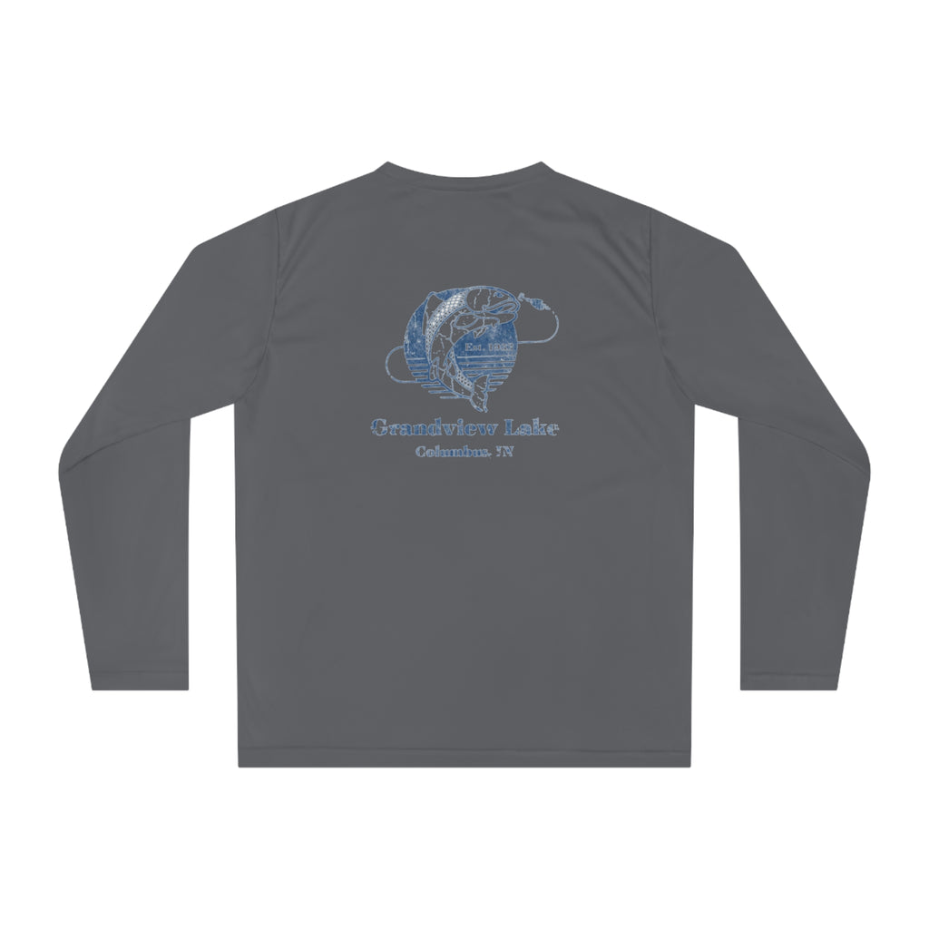 Performance Long Sleeve Shirt — Vintage Faded Fishing Grandview Lake Logo