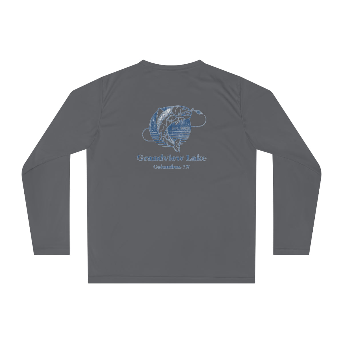 Performance Long Sleeve Shirt — Vintage Faded Fishing Grandview Lake Logo