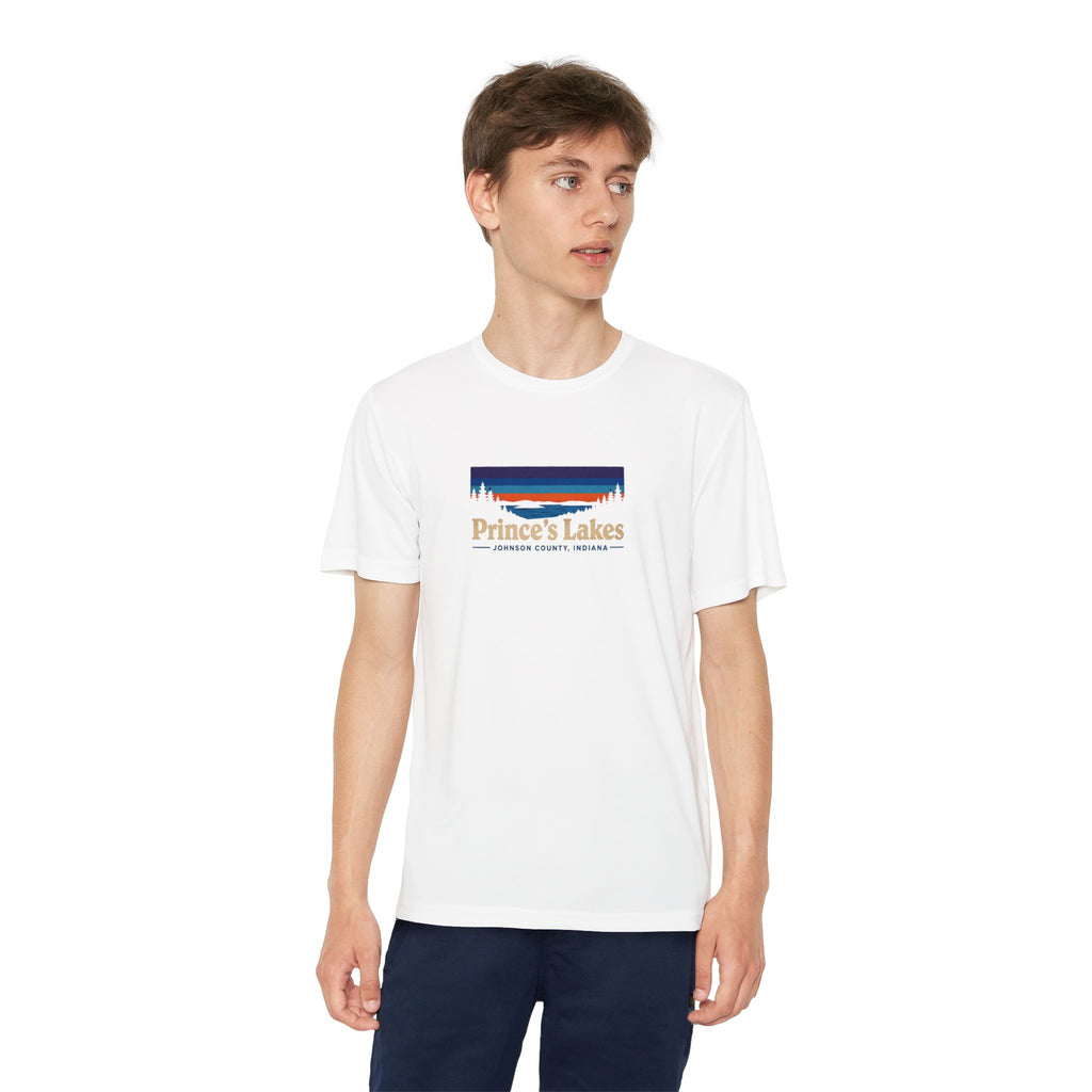 Prince's Lakes Youth Performance Tee — Retro Sunset Camp Shirt