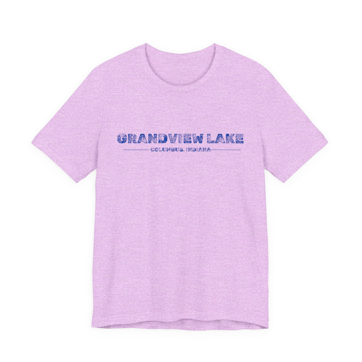 Grandview Lake Columbus, Indiana Tee — Vintage Blue Text Short Sleeve T-Shirt