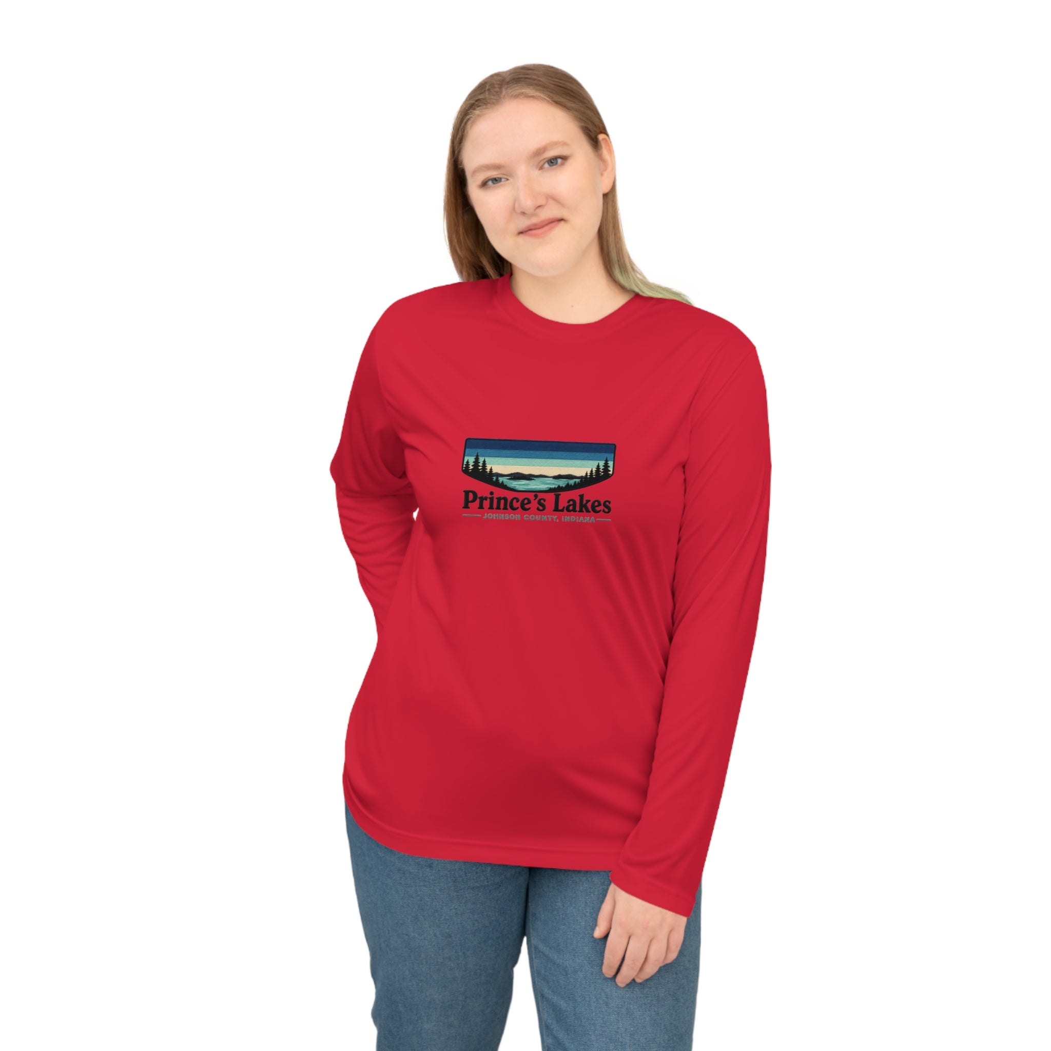 Prince's Lakes Performance Long Sleeve Shirt — Retro Lakeside Graphic