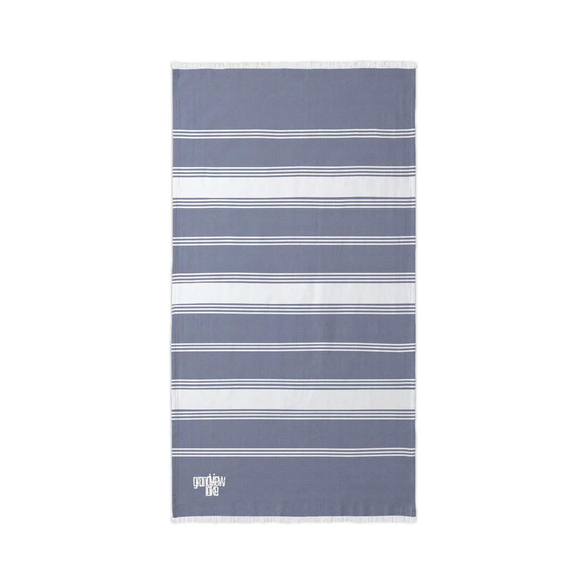 Striped Embroidered Beach Throw — Lightweight Turkish Towel for Lake, Travel & Summer