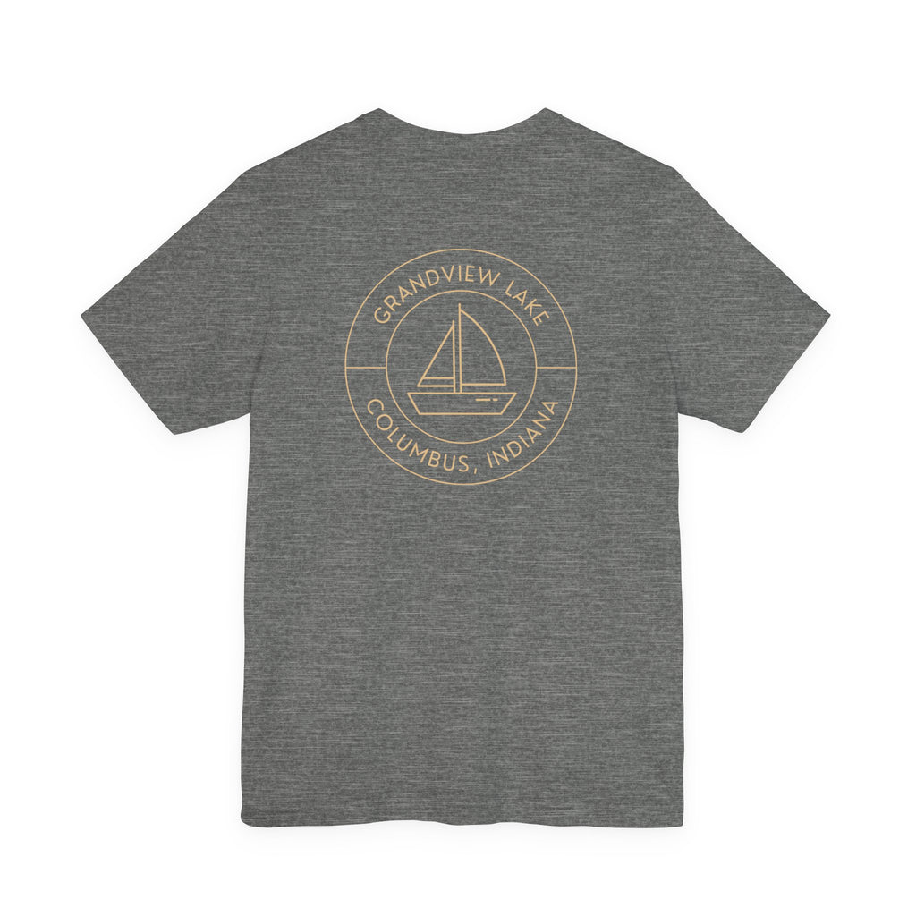 Sailboat Pocket & Back Print Grandview Lake Minimalist Tee —  Short Sleeve Shirt