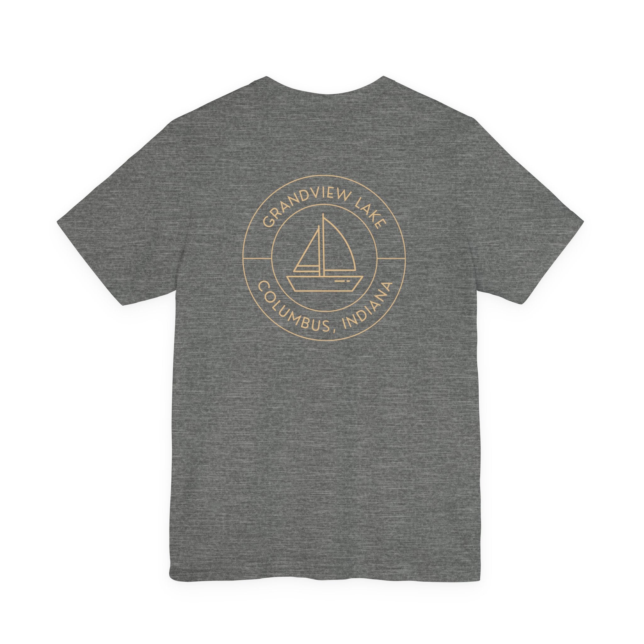 Sailboat Pocket & Back Print Grandview Lake Minimalist Tee —  Short Sleeve Shirt
