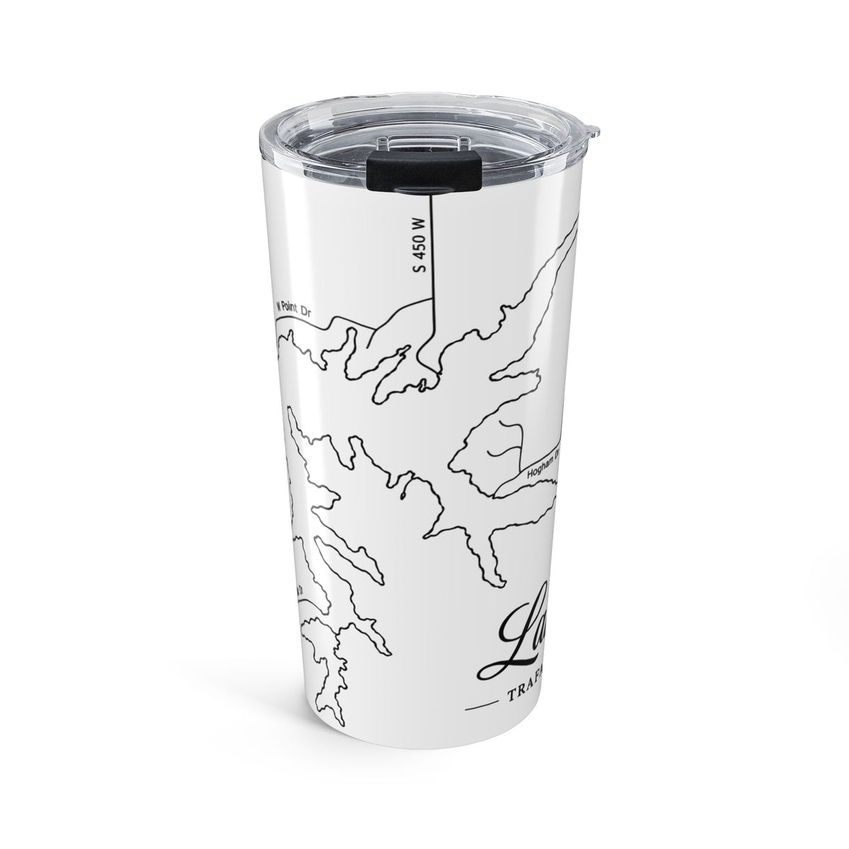 20oz Lake Map Tumbler — Personalized Travel Mug