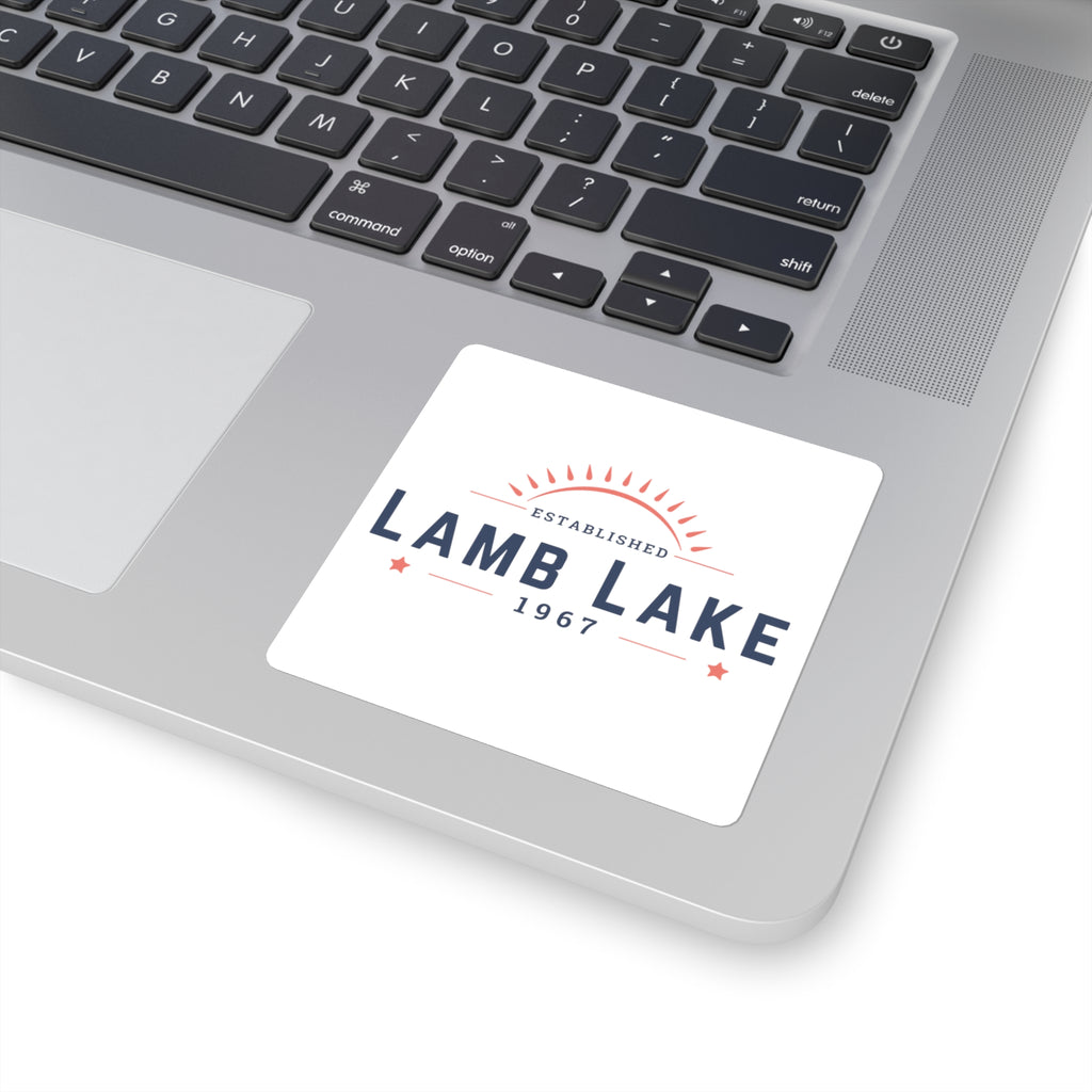 Lamb Lake Established 1967 Square Sticker — Vintage Lakeside Decal