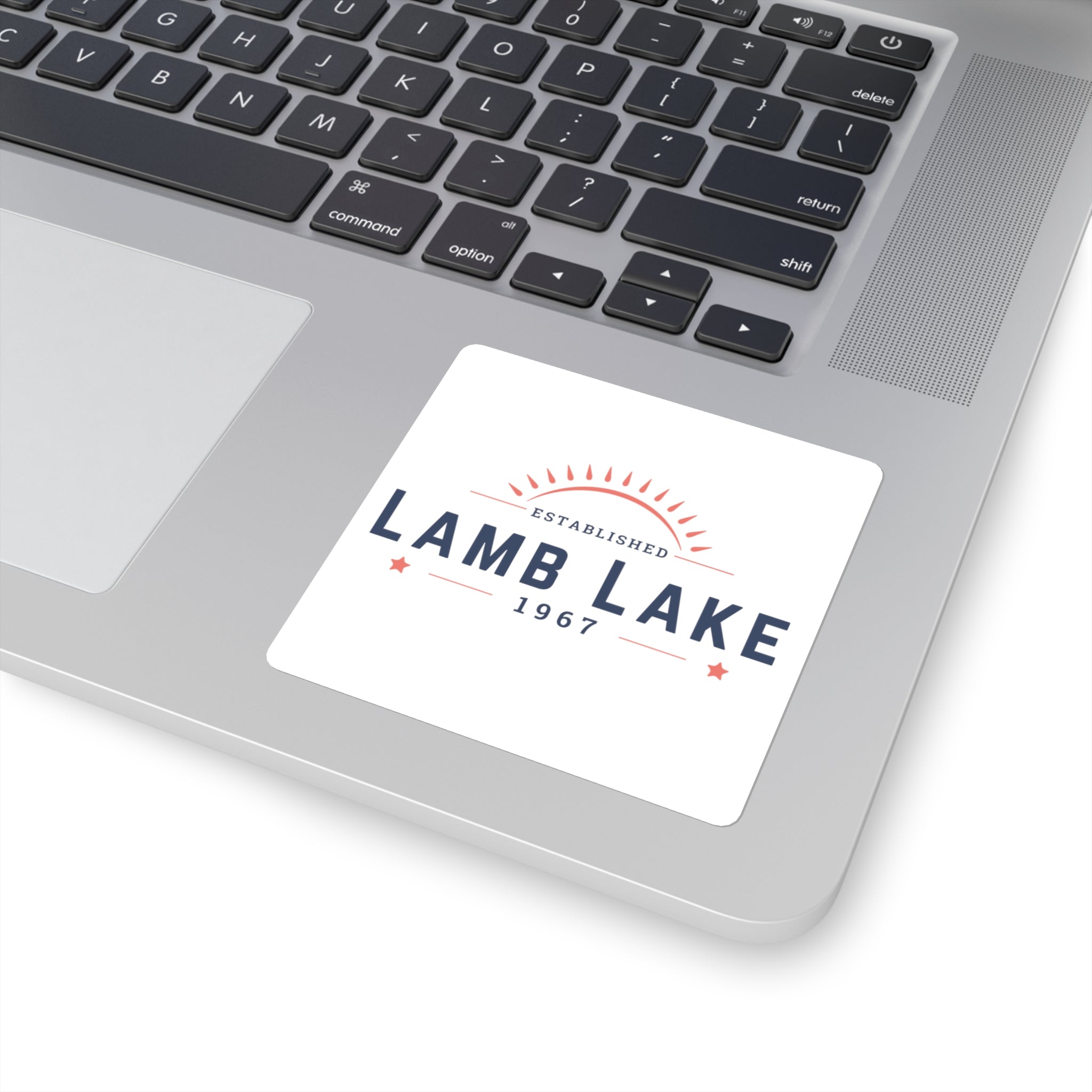 Lamb Lake Established 1967 Square Sticker — Vintage Lakeside Decal