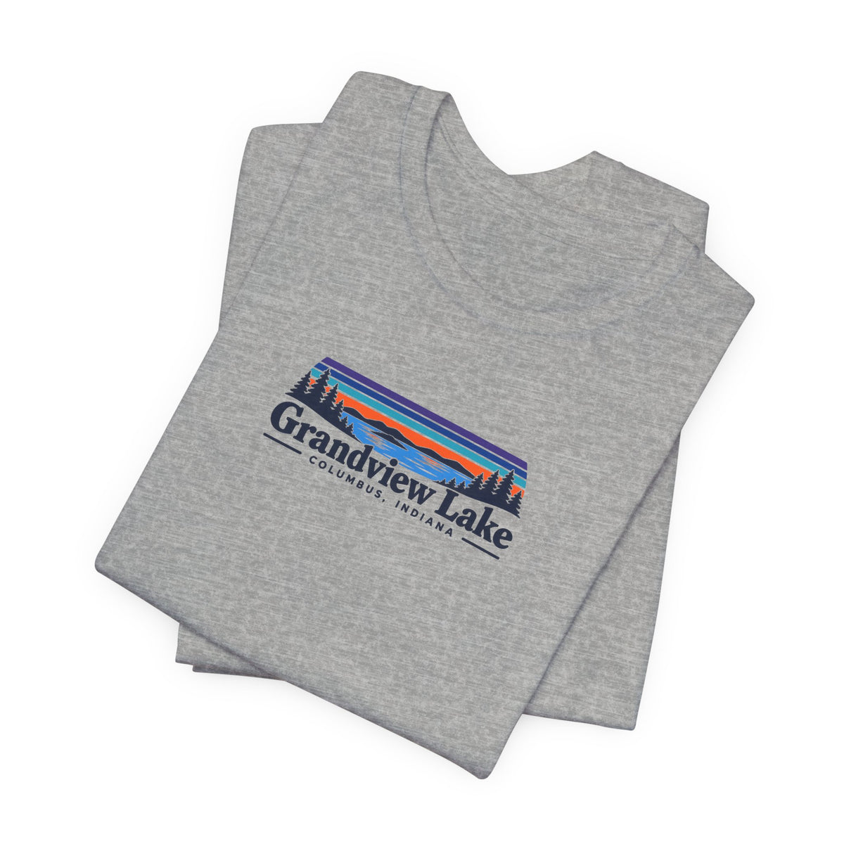 Grandview Lake Landscape Tee — Retro Mountain Lake Graphic T-Shirt