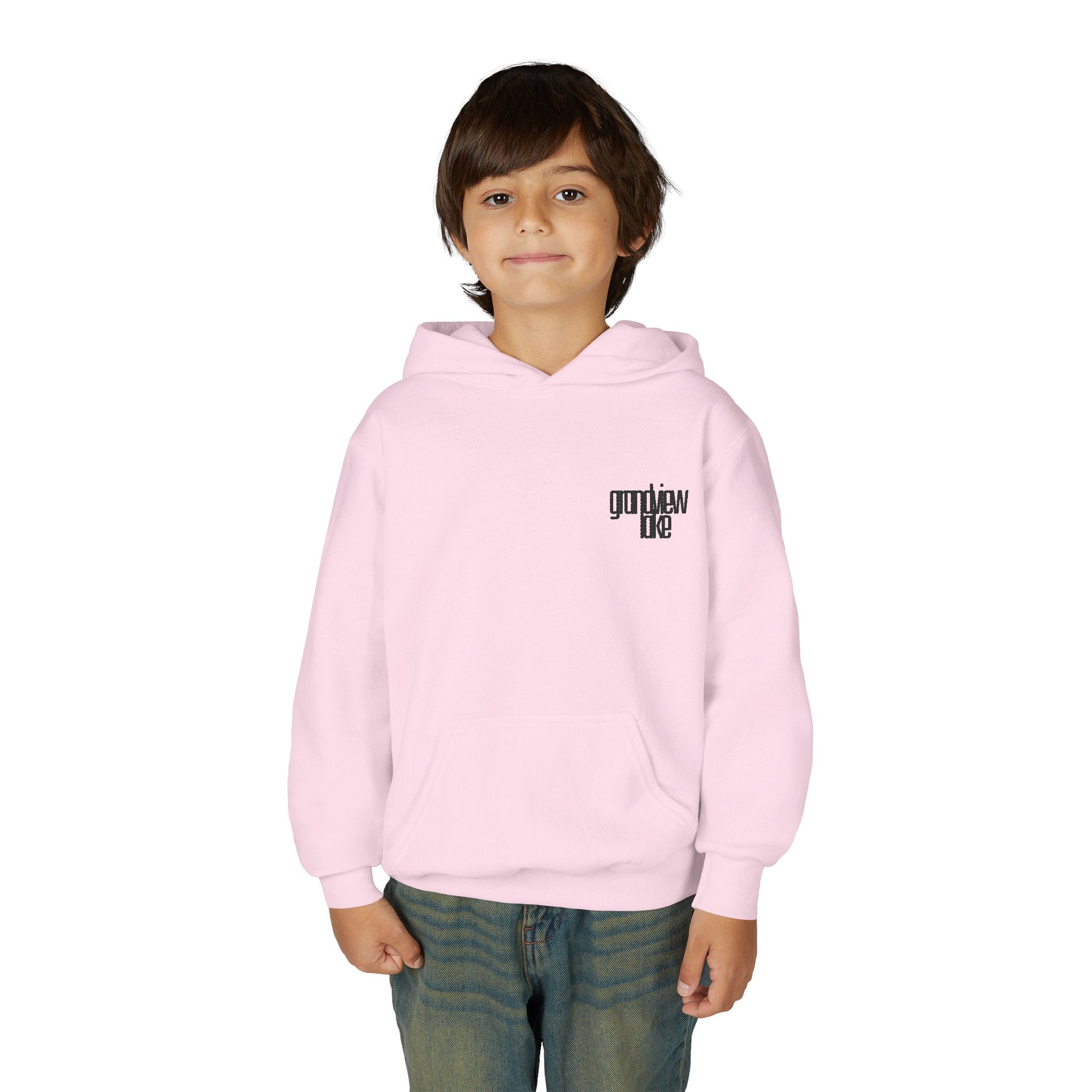 Youth Hoodie — Minimal 'grandview lake' Chest Logo Streetwear