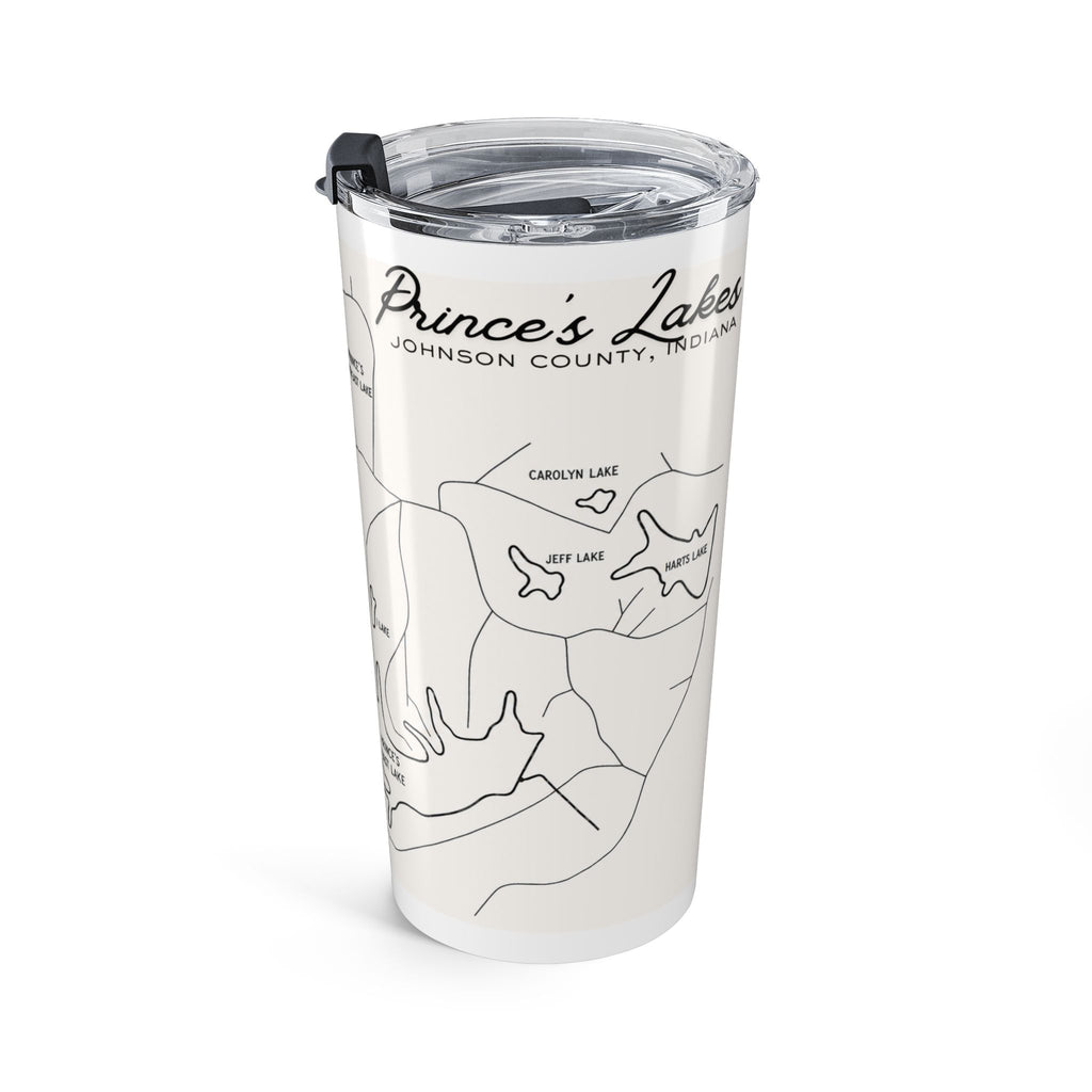 20oz Prince's Lakes Map Tumbler — Retro Minimalist Lake Map Design
