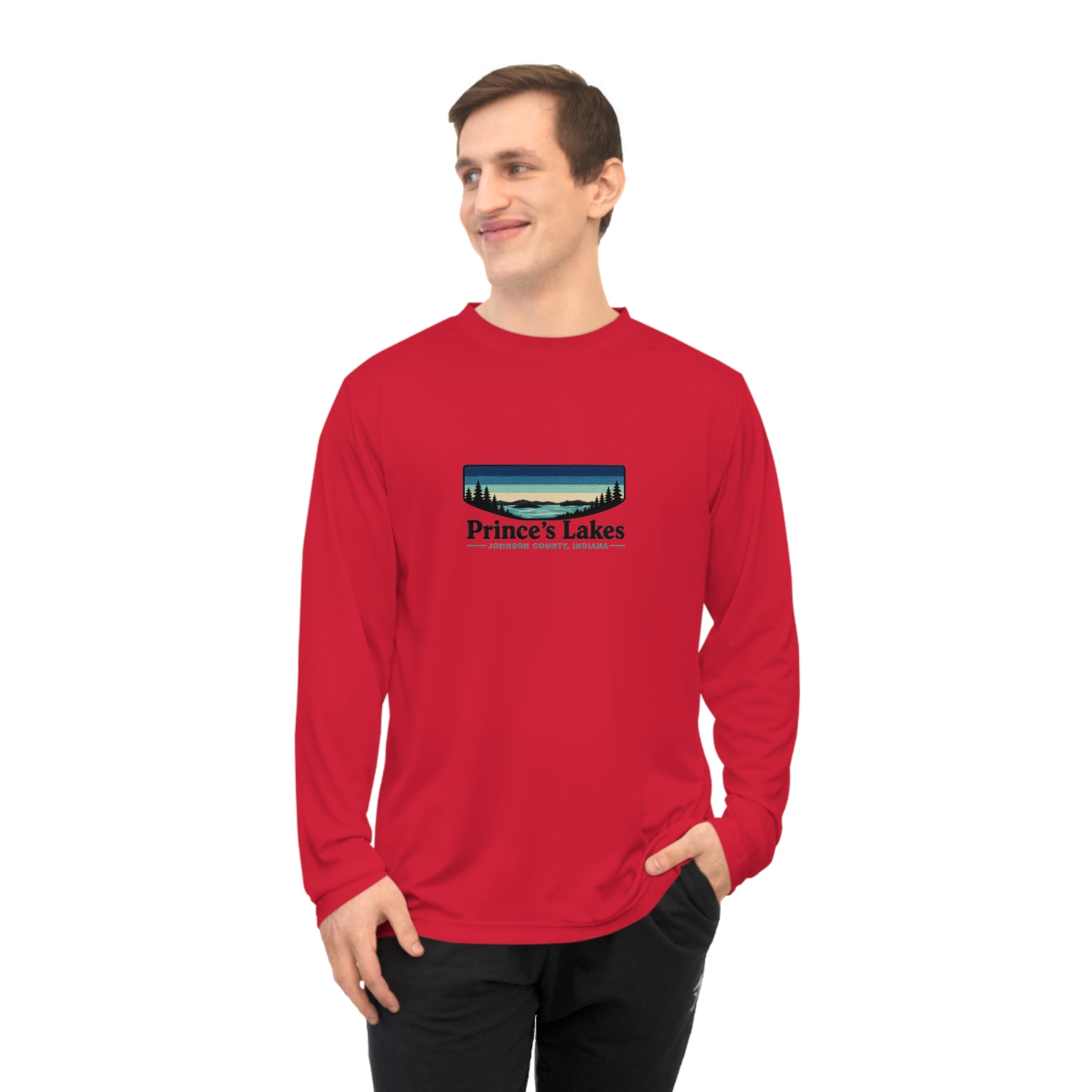 Prince's Lakes Performance Long Sleeve Shirt — Retro Lakeside Graphic