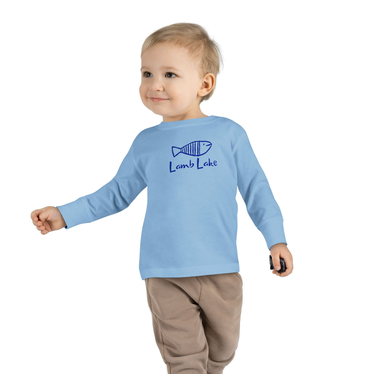 Toddler Long Sleeve Tee — "Lamb Lake" Hand-Drawn Fish Graphic