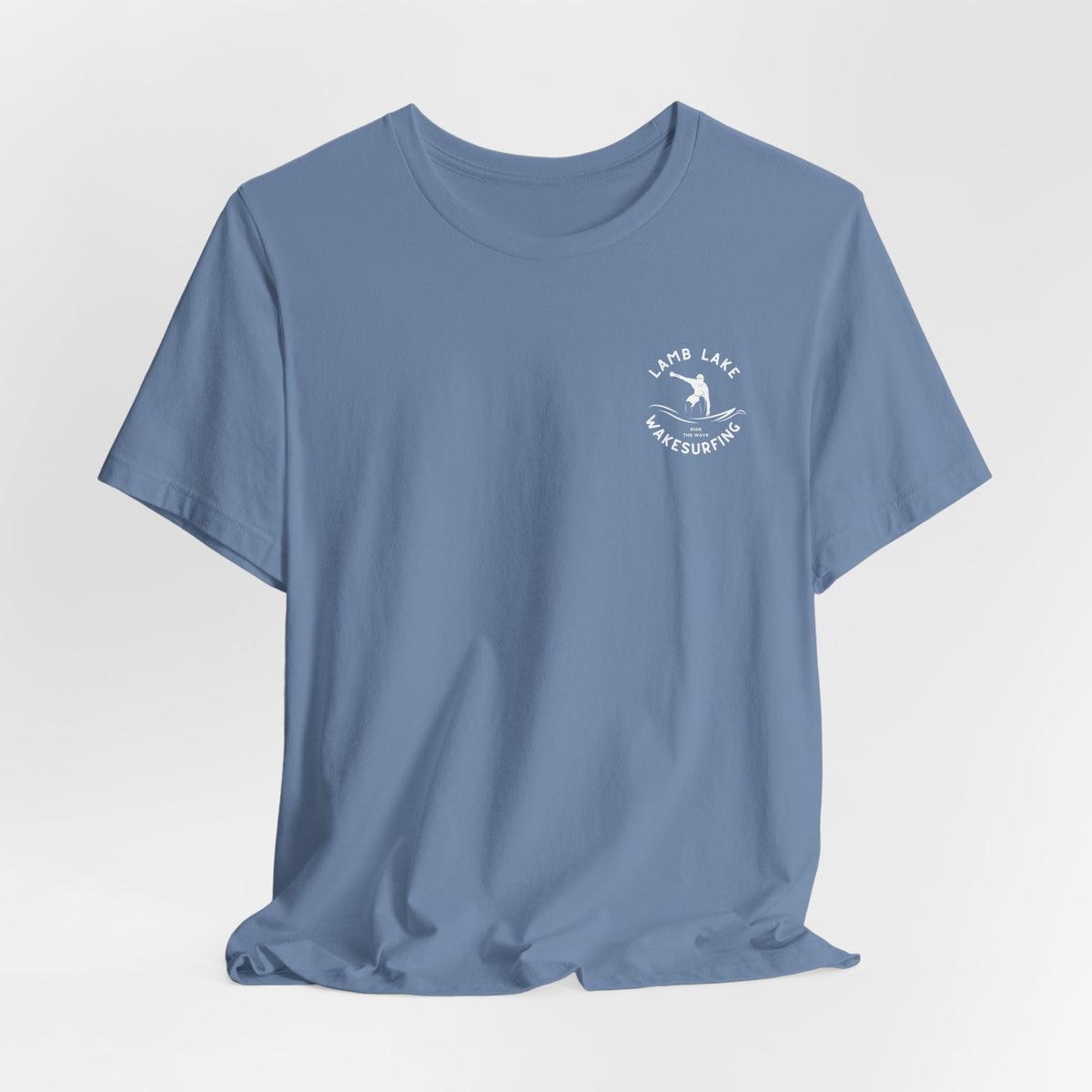 Wakesurf Pocket & Back Print Lamb Lake Minimalist Tee —  Short Sleeve Shirt