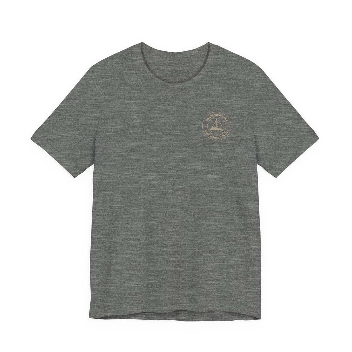 Sailboat Pocket & Back Print Grandview Lake Minimalist Tee —  Short Sleeve Shirt