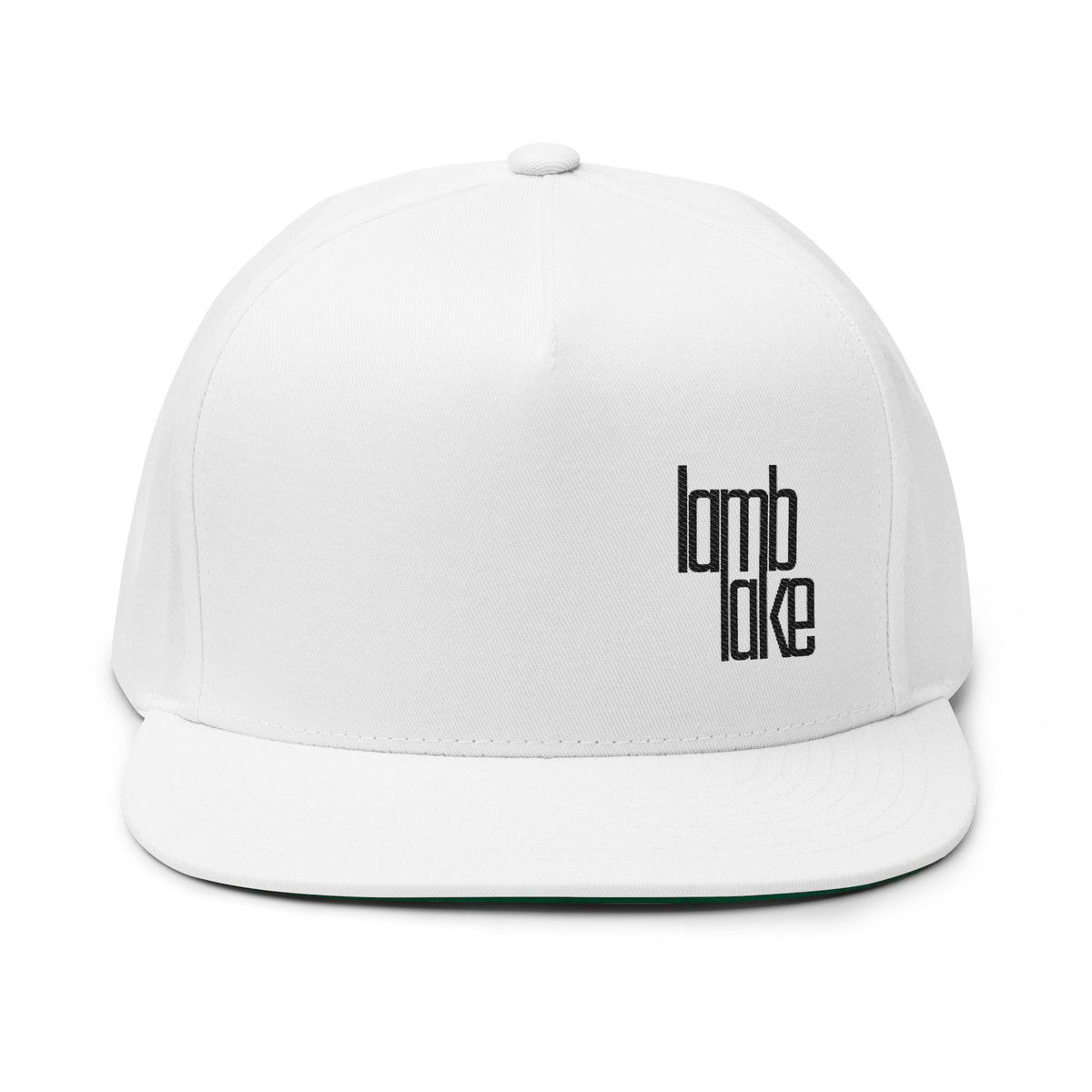 Flat Bill Cap — Minimal Embroidered "lamb lake" Logo Snapback