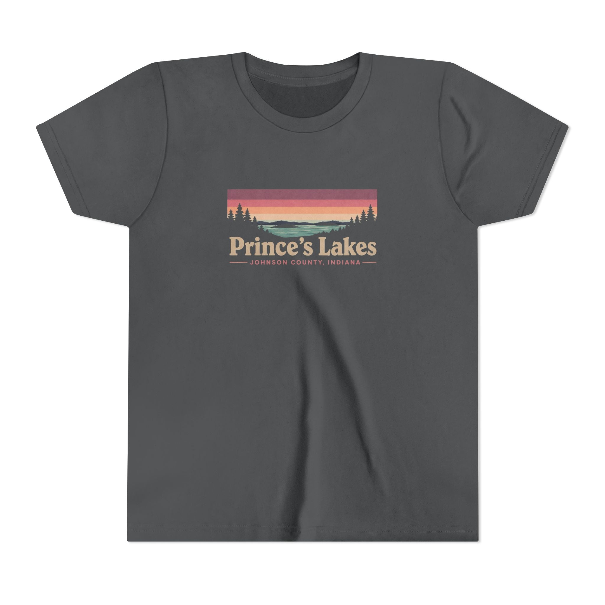 Youth Tee — Prince's Lakes Retro Sunset Graphic