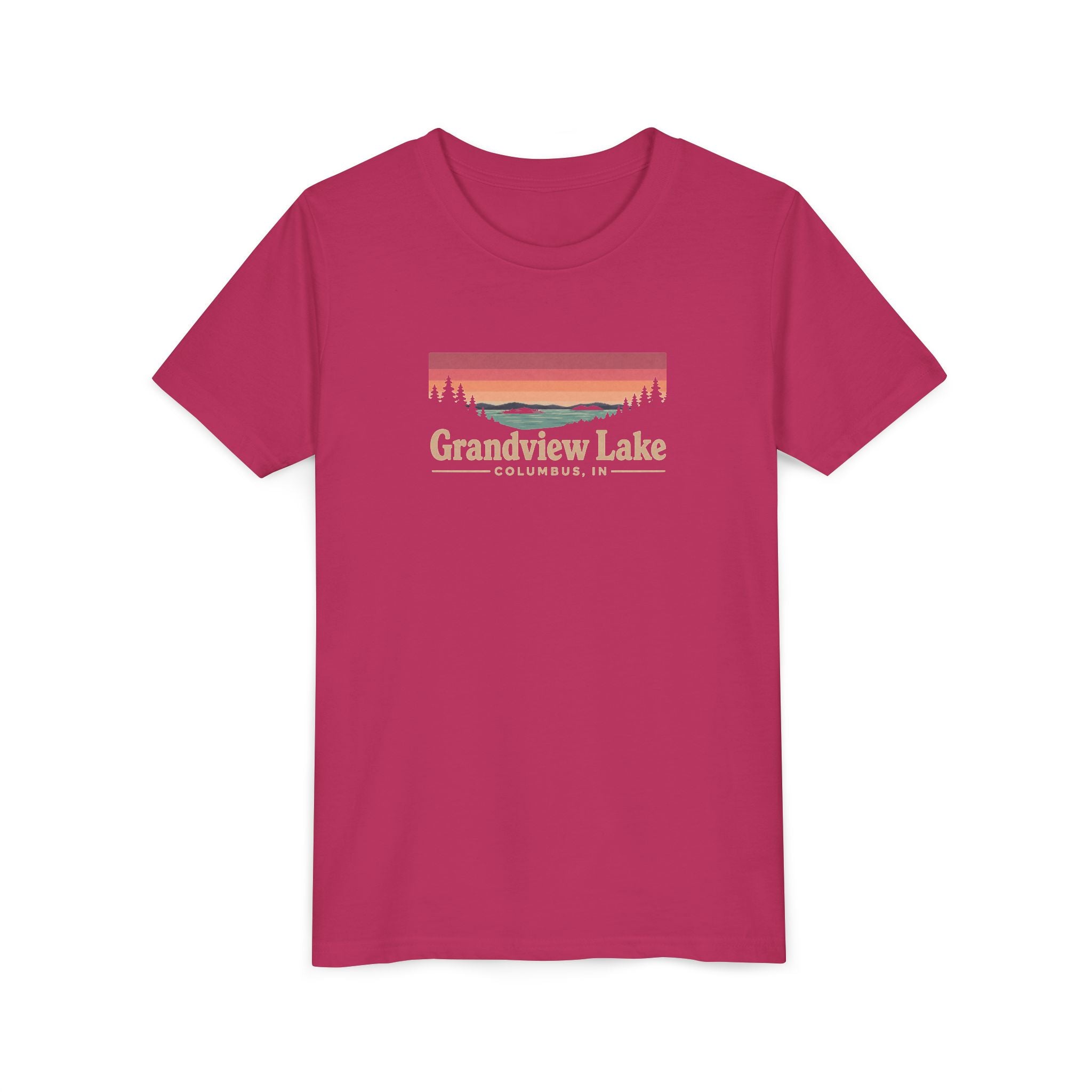Youth Tee — Grandview Lake Retro Sunset Graphic