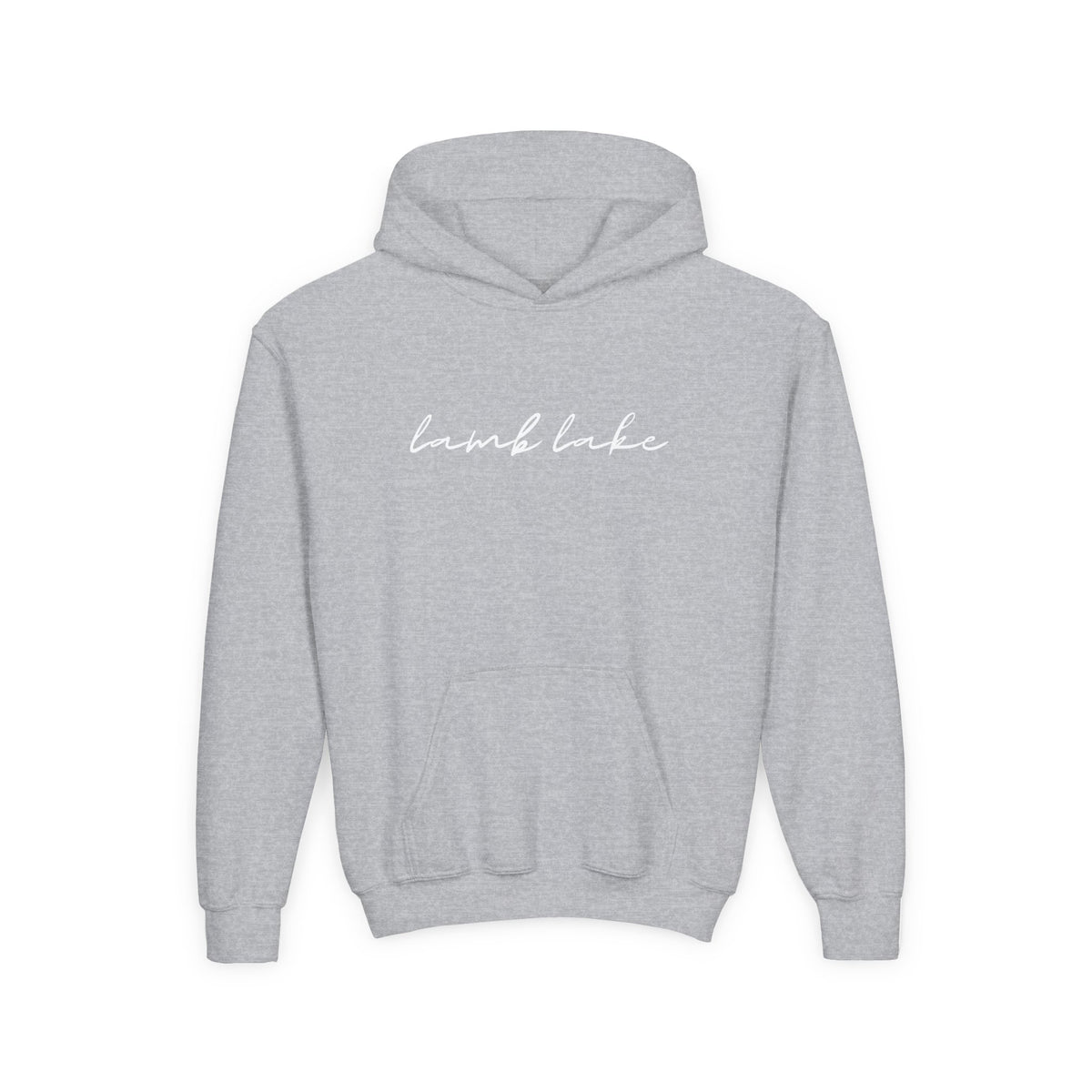Youth Hoodie with "lamb lake" Script — Soft Casual Pullover